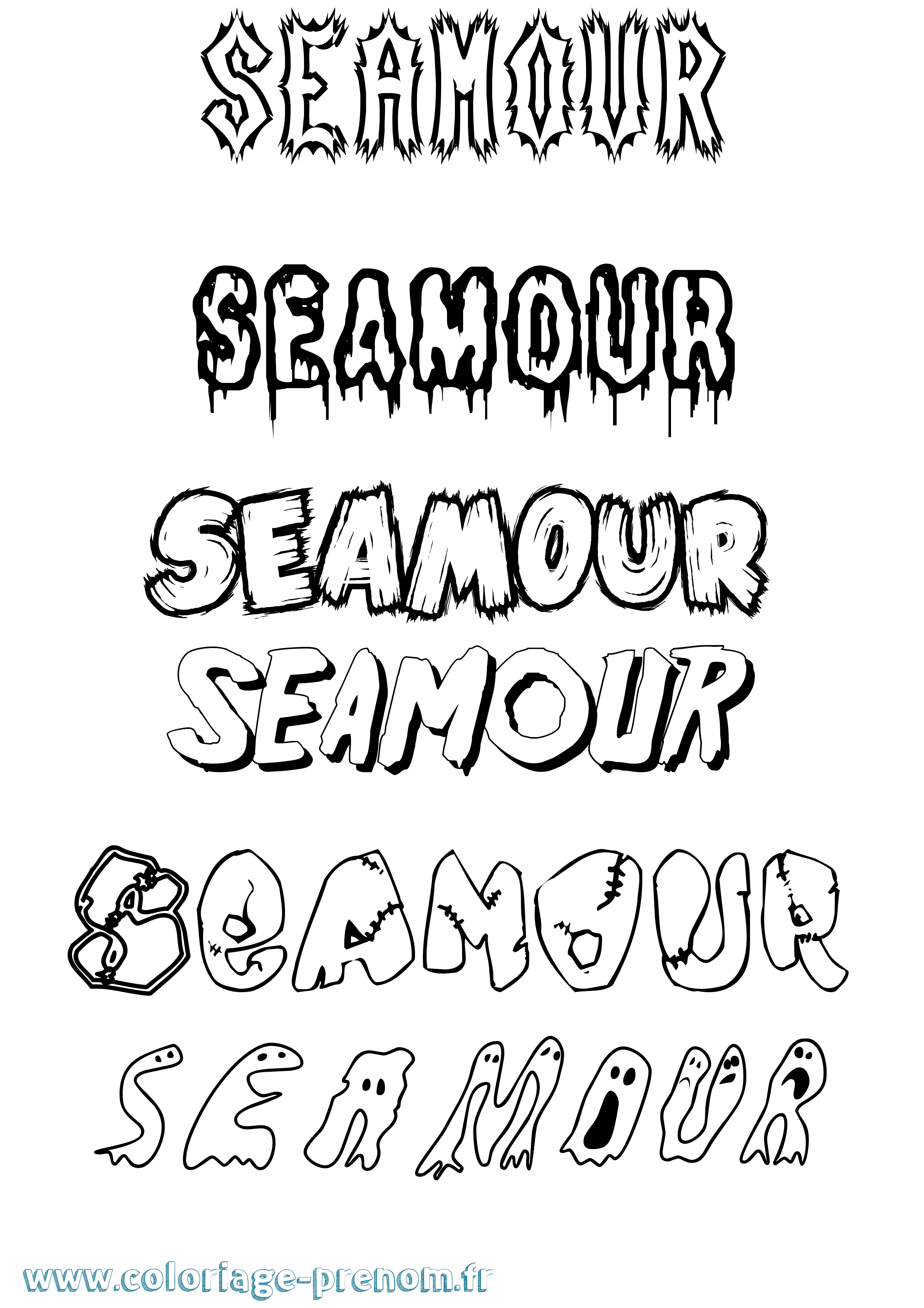 Coloriage Seamour Frisson Coloriage prénom Seamour Frisson