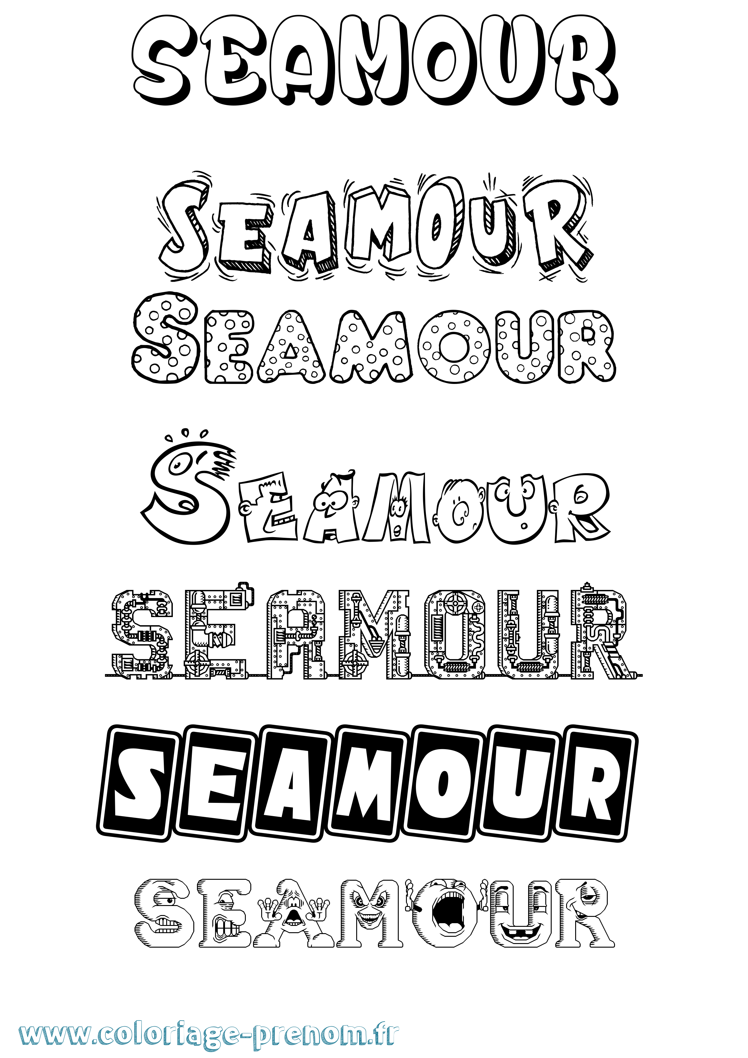 Coloriage Seamour Fun Coloriage prénom Seamour Fun