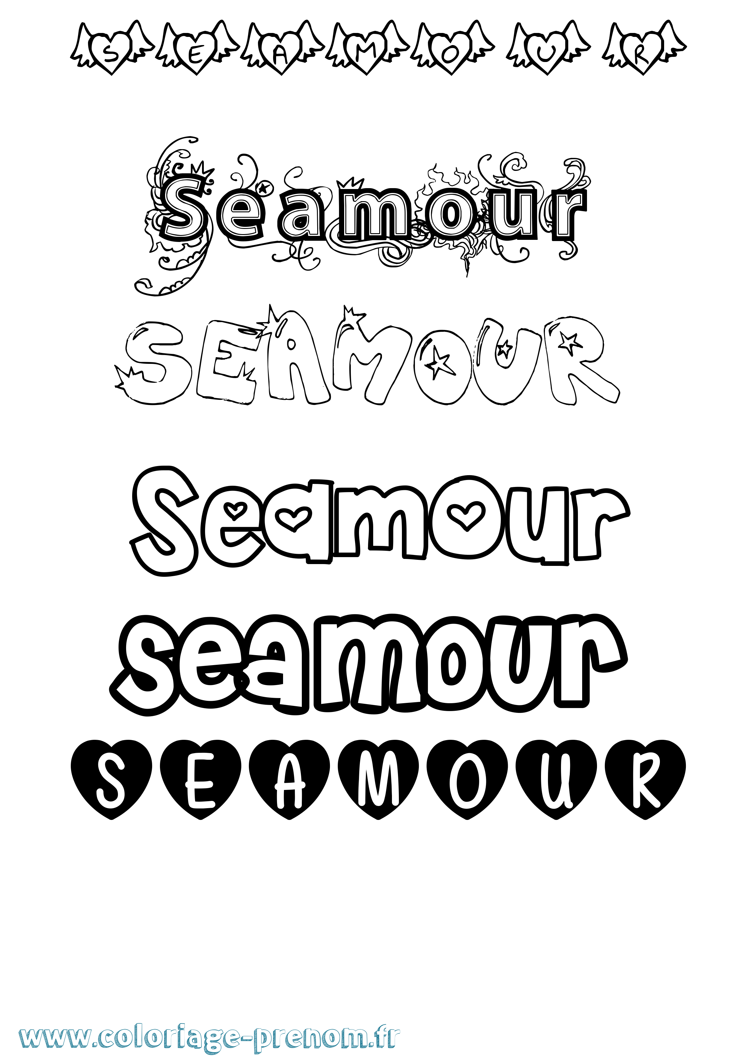 Coloriage Seamour Girly Coloriage prénom Seamour Girly