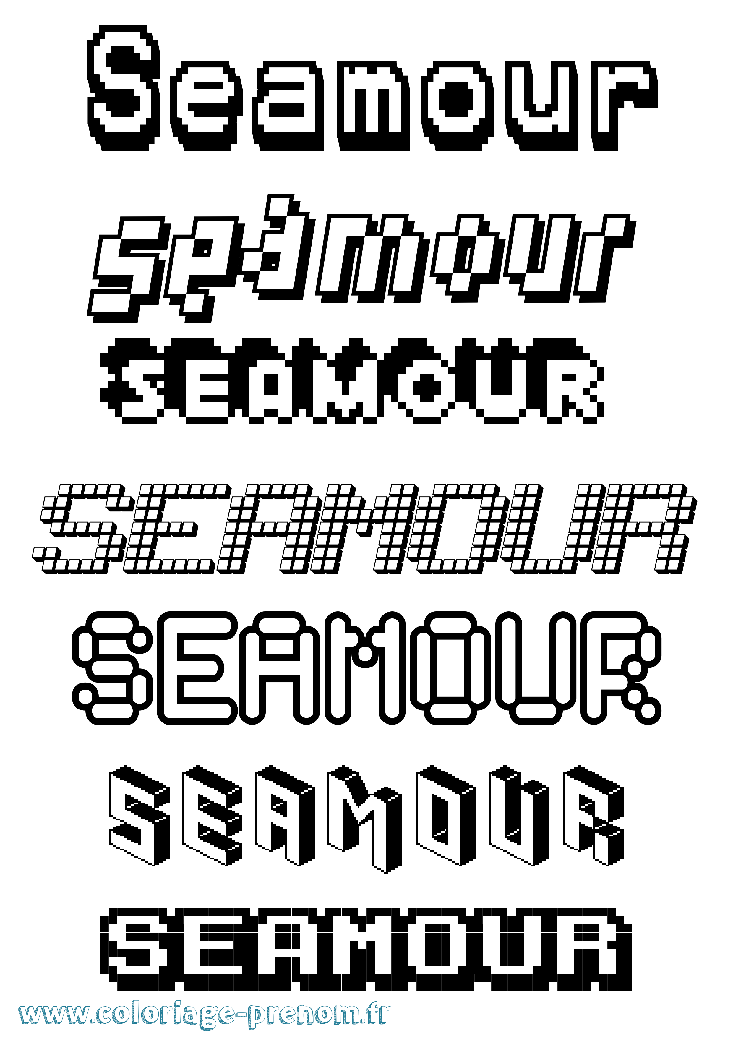 Coloriage Seamour Pixel Coloriage prénom Seamour Pixel