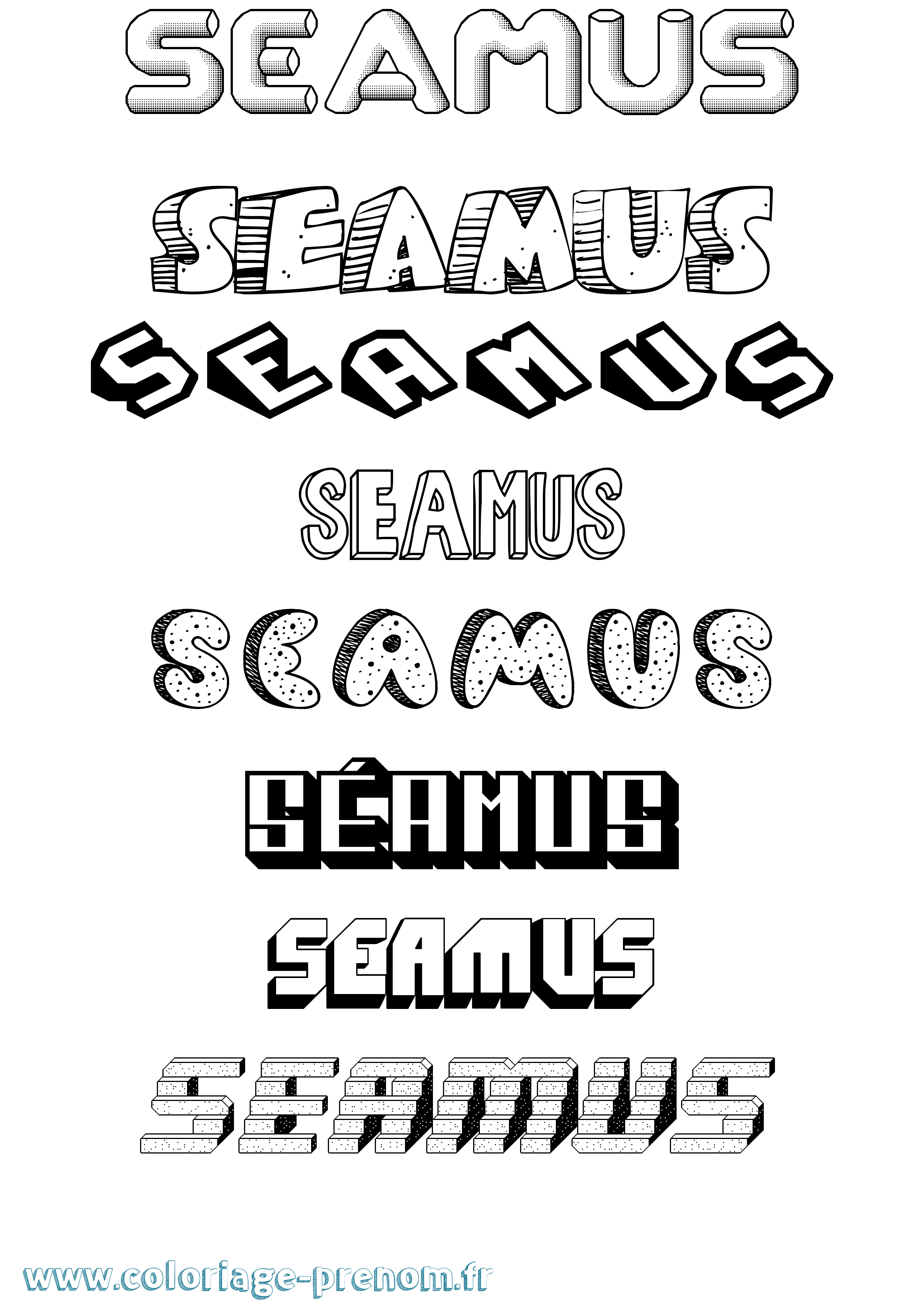 Coloriage Séamus Effet 3D Coloriage prénom Séamus Effet 3D