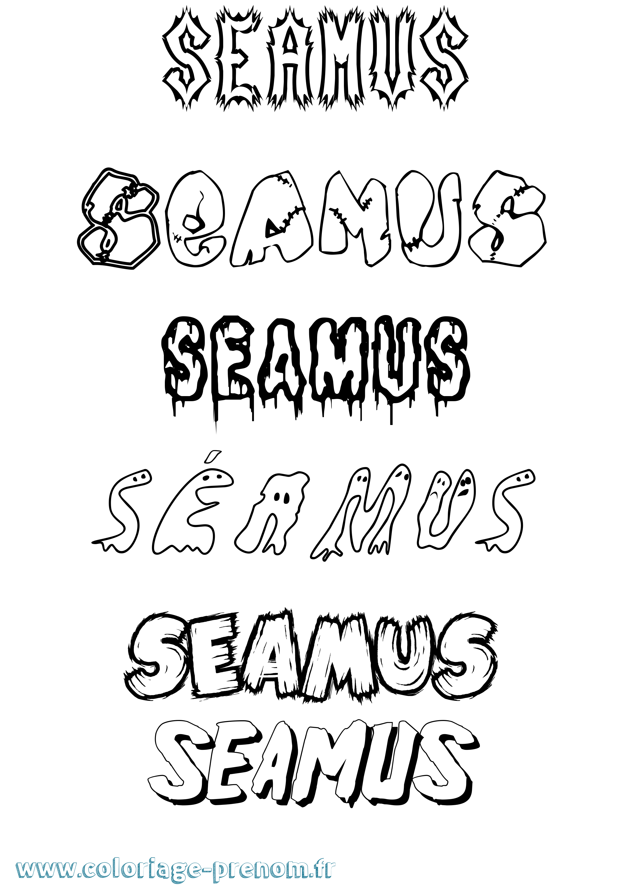 Coloriage Séamus Frisson Coloriage prénom Séamus Frisson