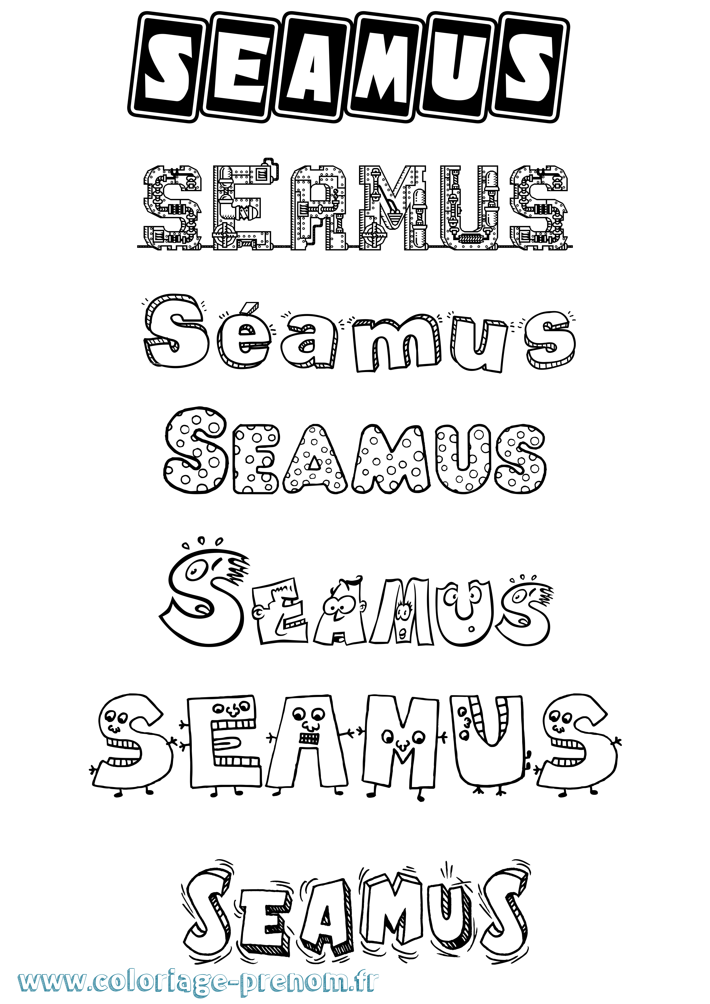 Coloriage Séamus Fun Coloriage prénom Séamus Fun