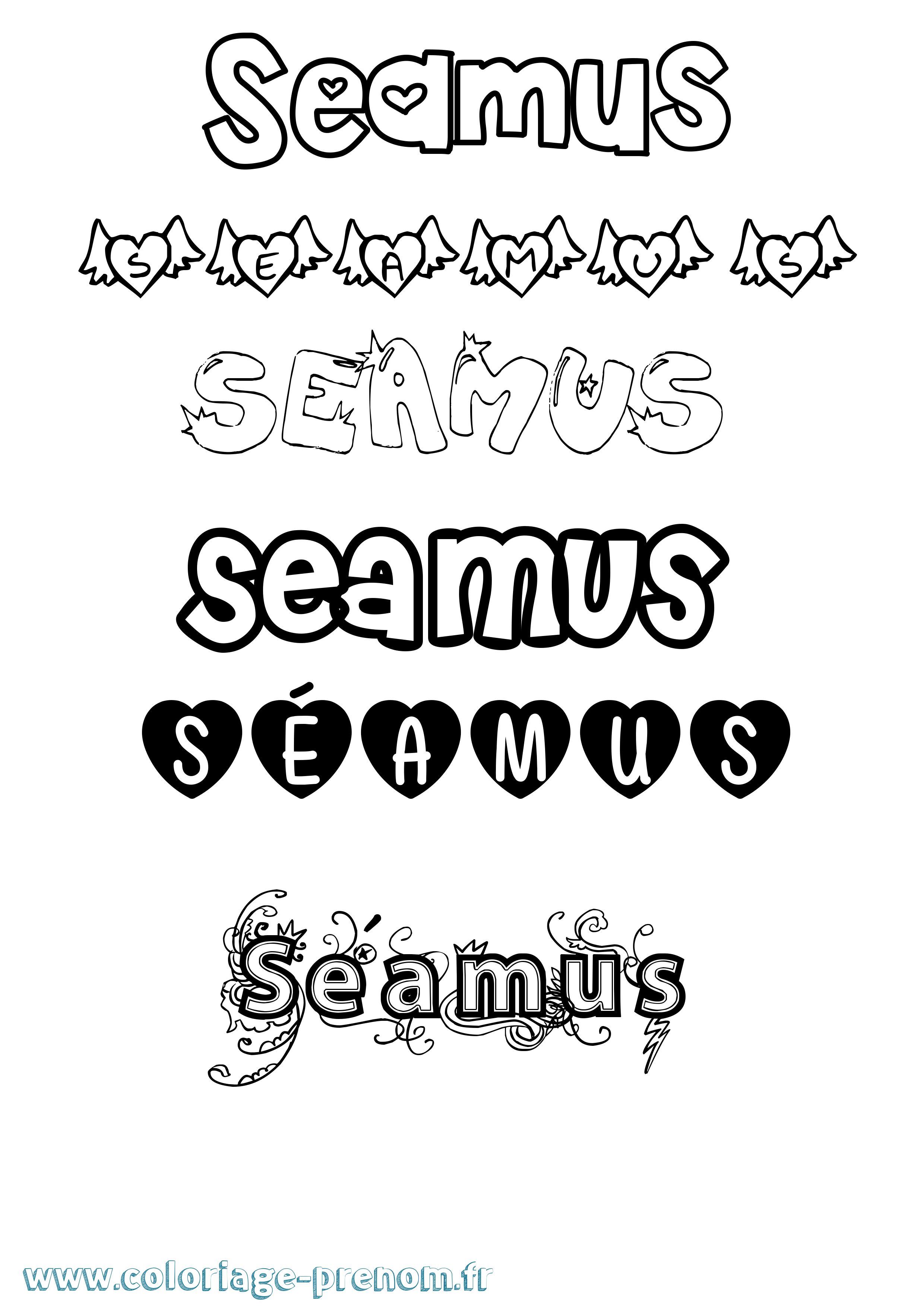 Coloriage Séamus Girly Coloriage prénom Séamus Girly