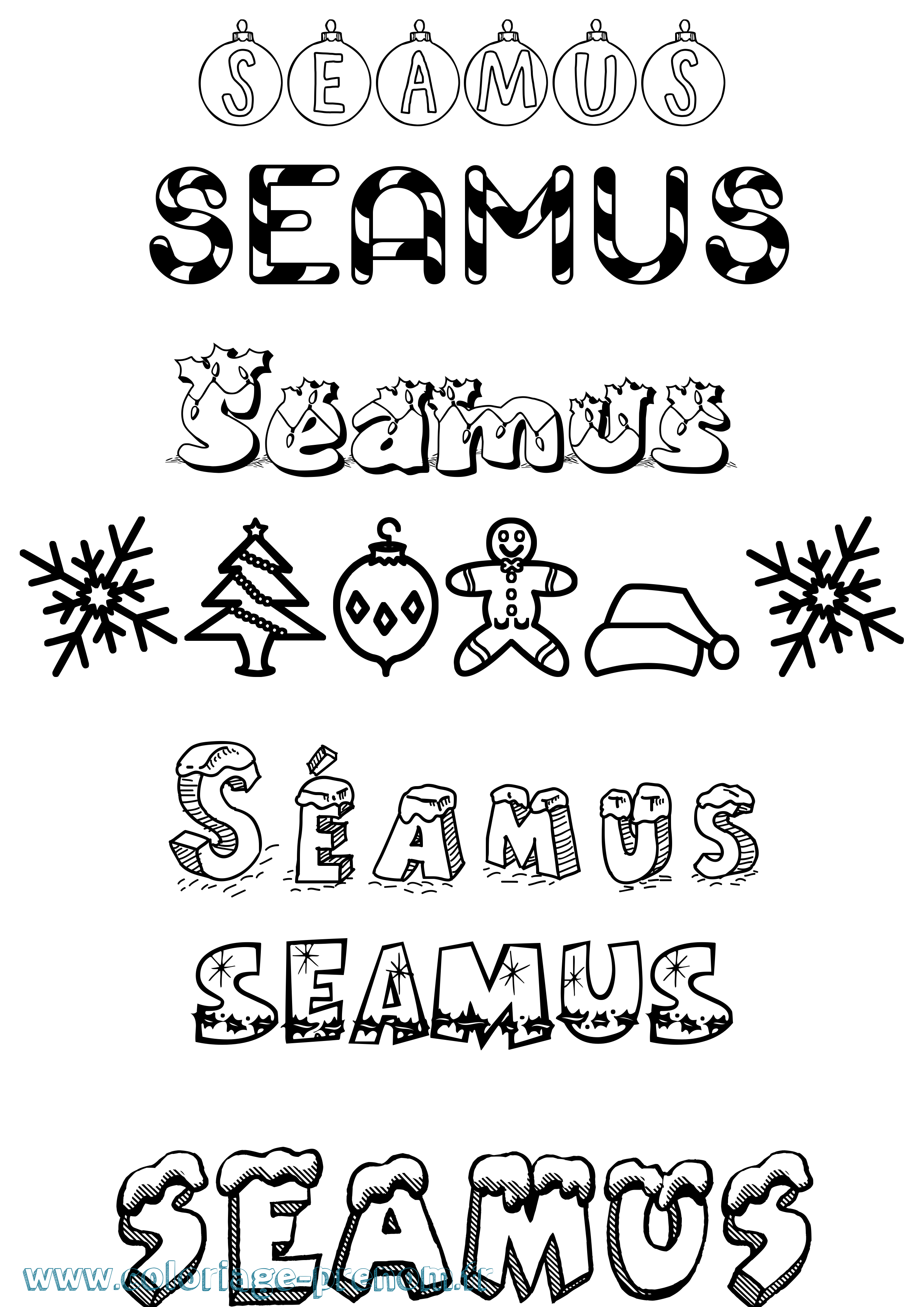 Coloriage Séamus Noël Coloriage prénom Séamus Noël