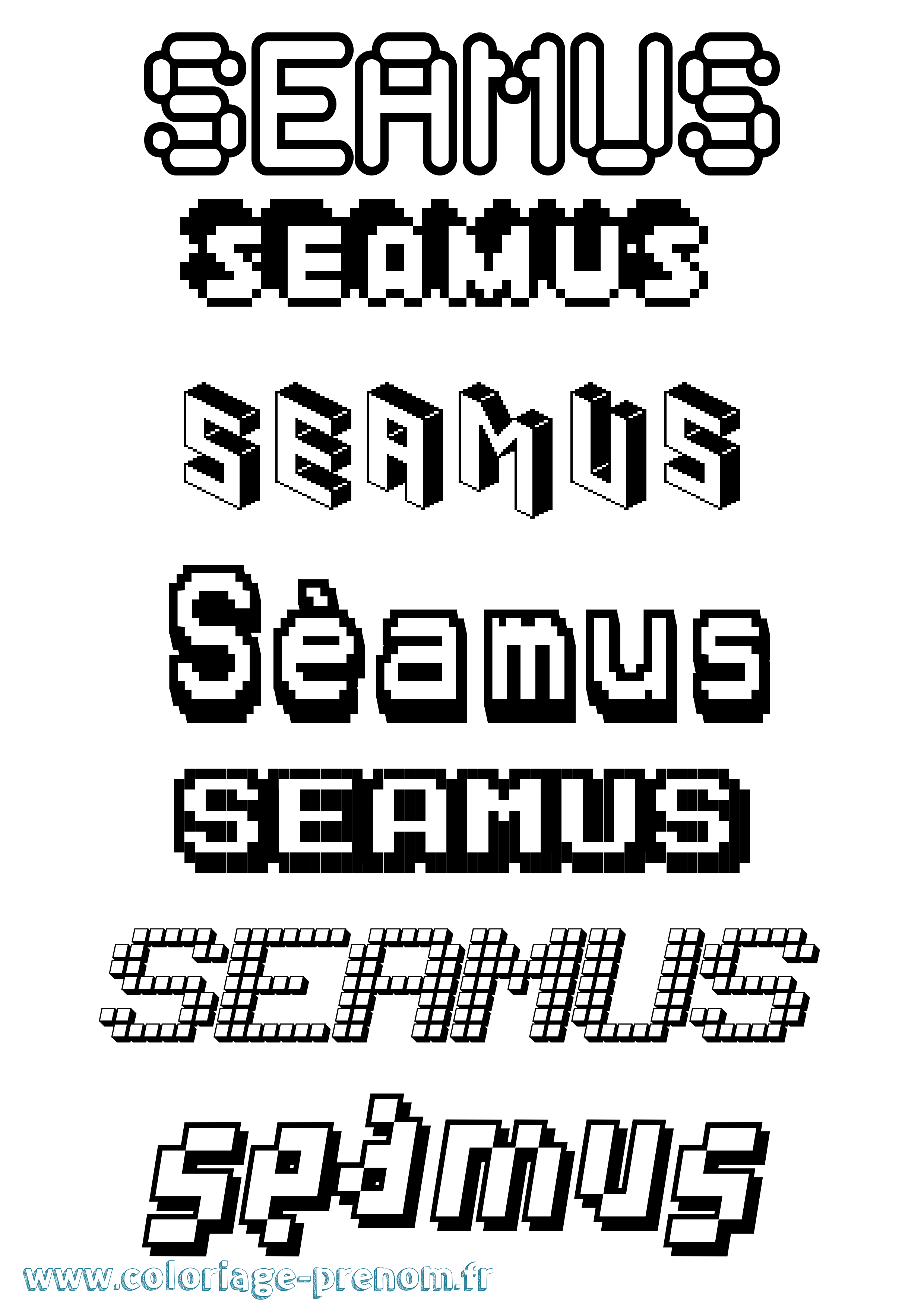 Coloriage Séamus Pixel Coloriage prénom Séamus Pixel