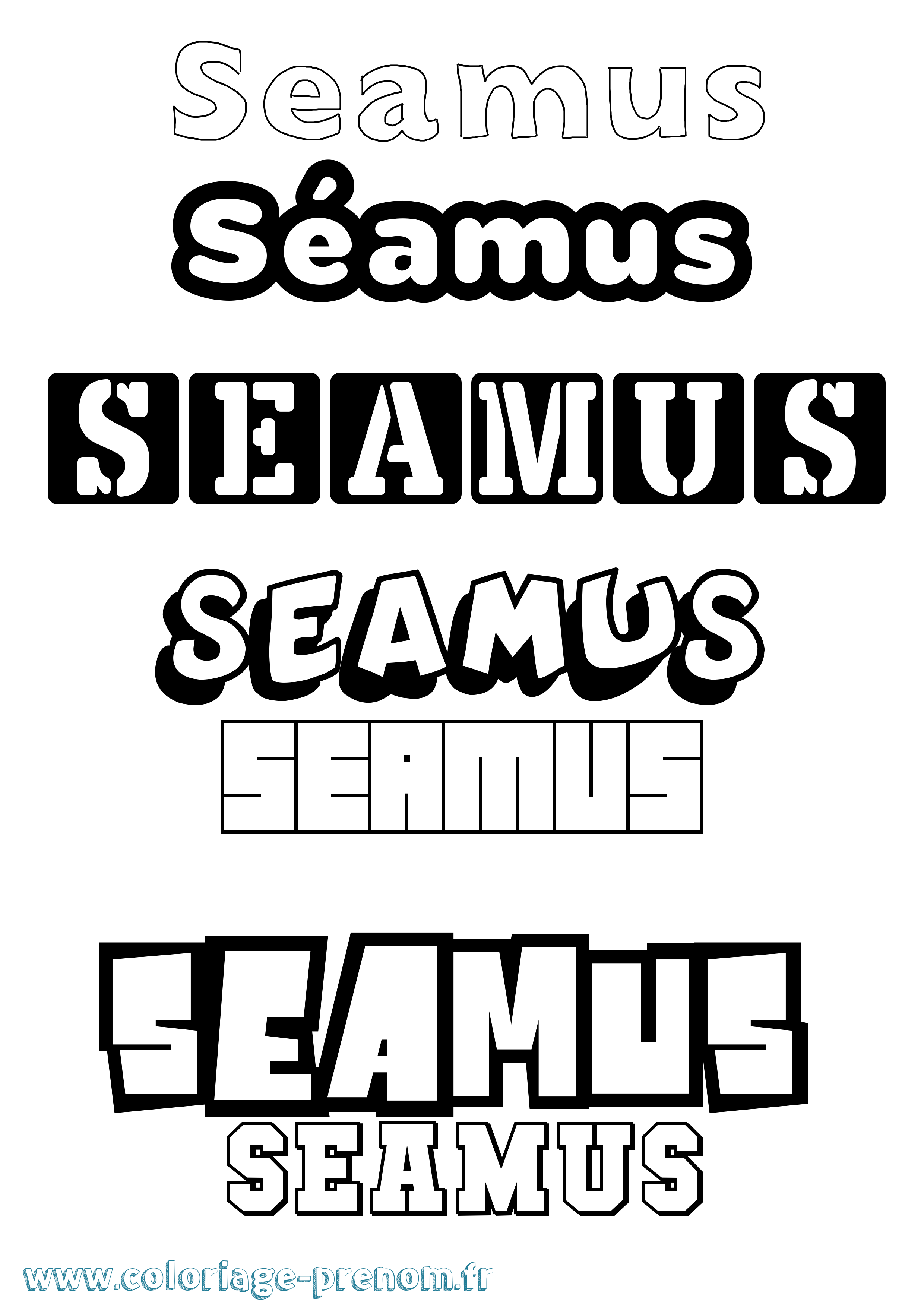Coloriage Séamus Simple Coloriage prénom Séamus Simple