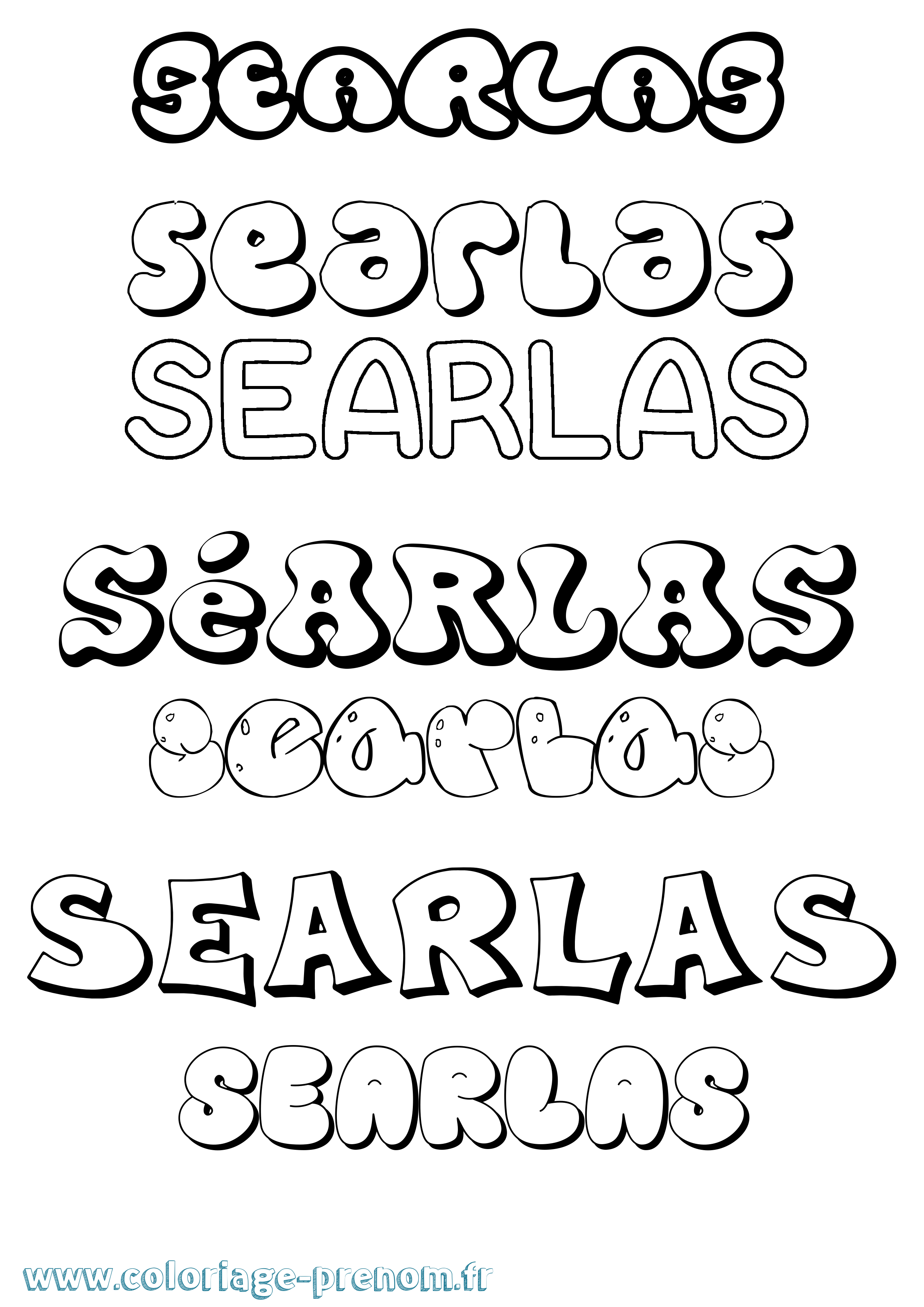 Coloriage Séarlas Bubble Coloriage prénom Séarlas Bubble