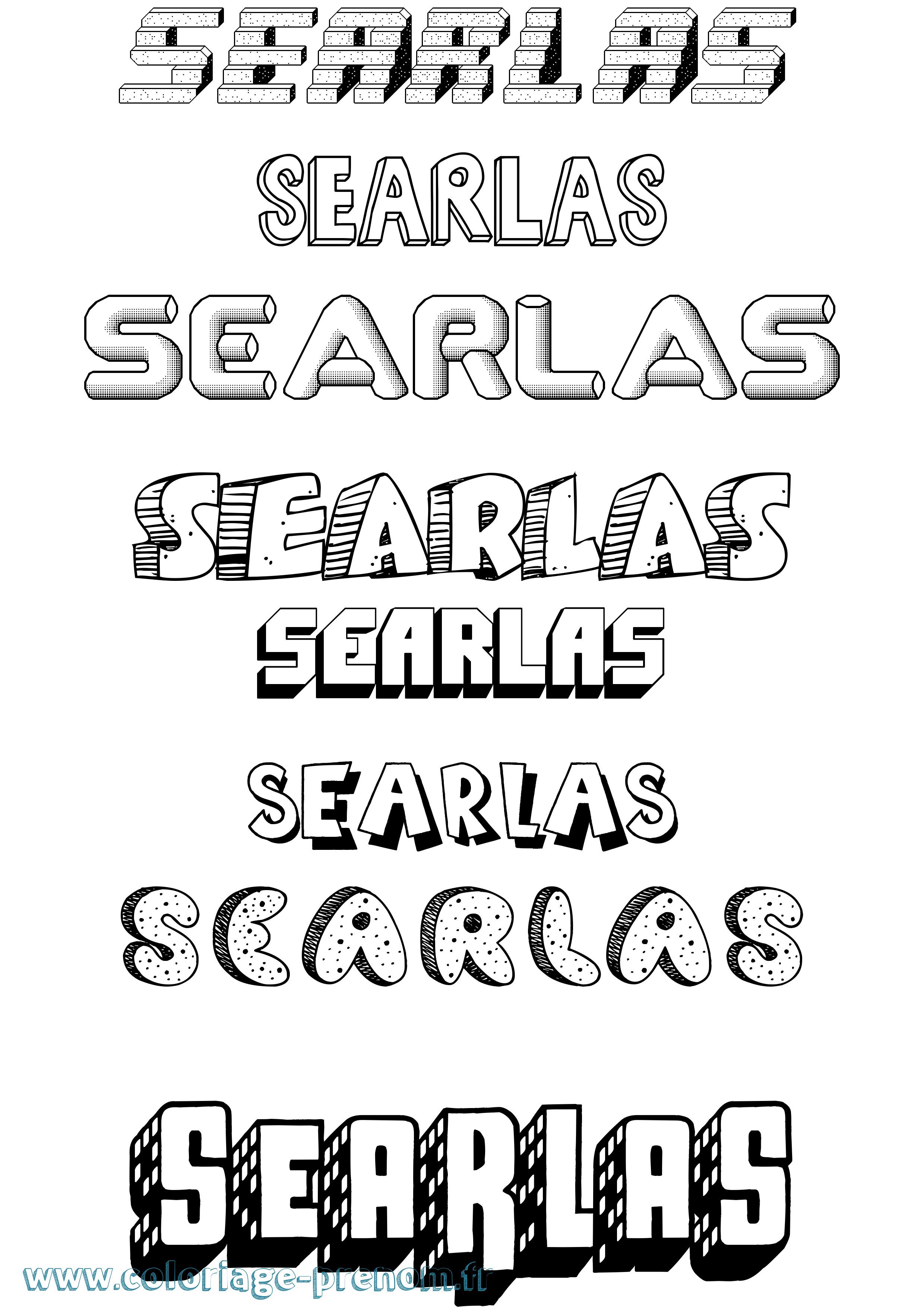 Coloriage Séarlas Effet 3D Coloriage prénom Séarlas Effet 3D