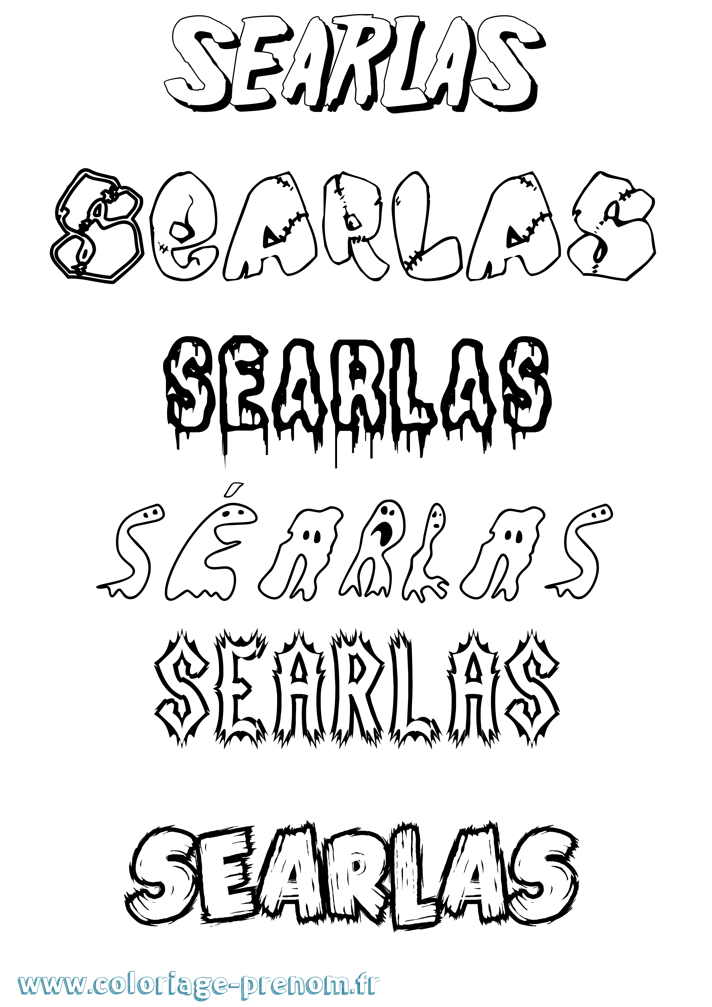 Coloriage Séarlas Frisson Coloriage prénom Séarlas Frisson