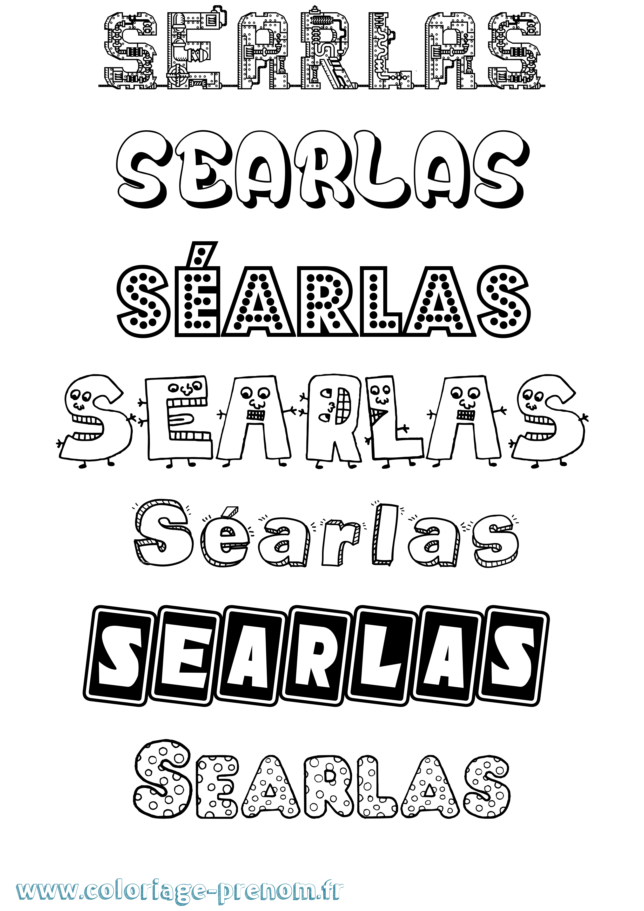 Coloriage Séarlas Fun Coloriage prénom Séarlas Fun