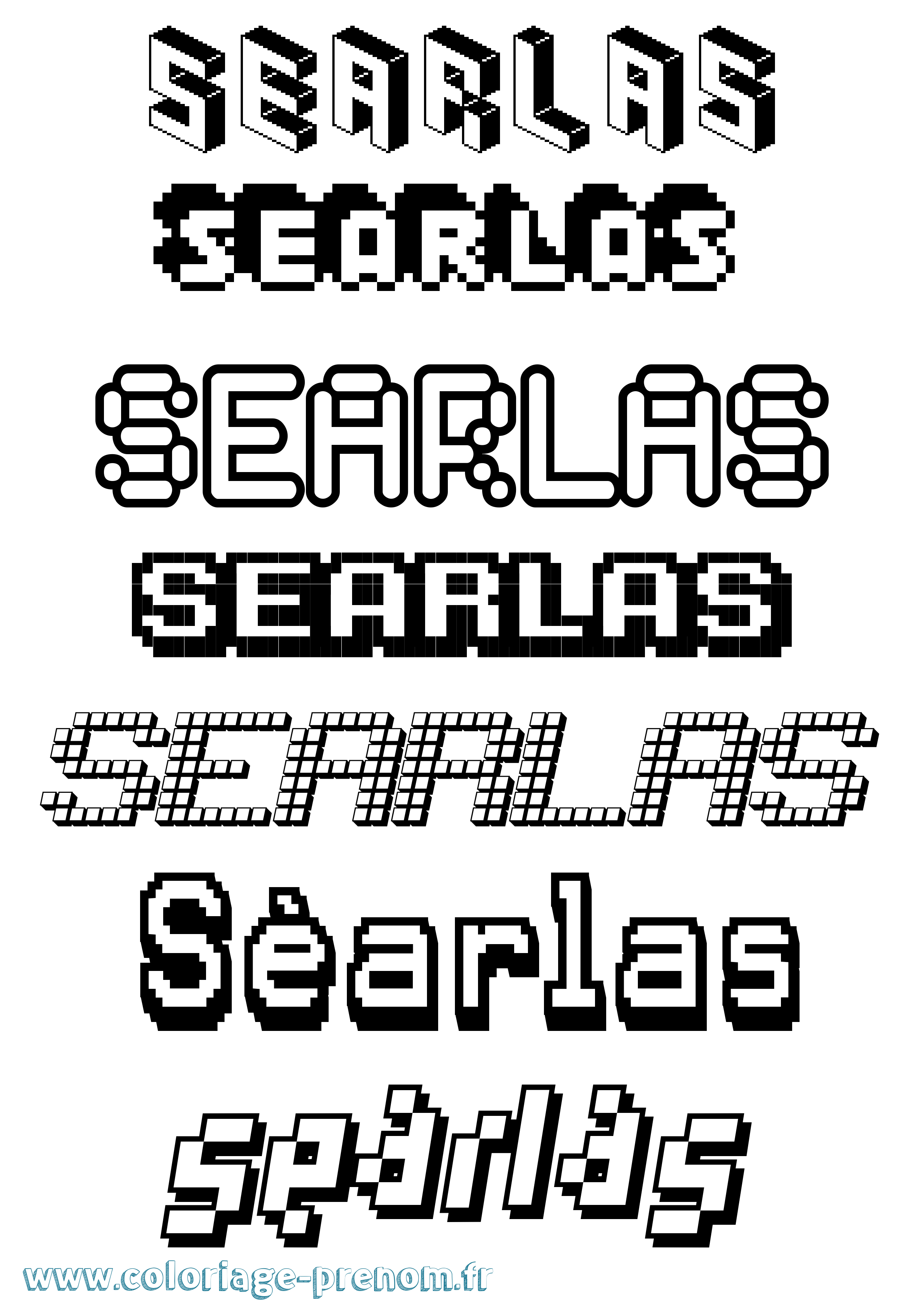 Coloriage Séarlas Pixel Coloriage prénom Séarlas Pixel