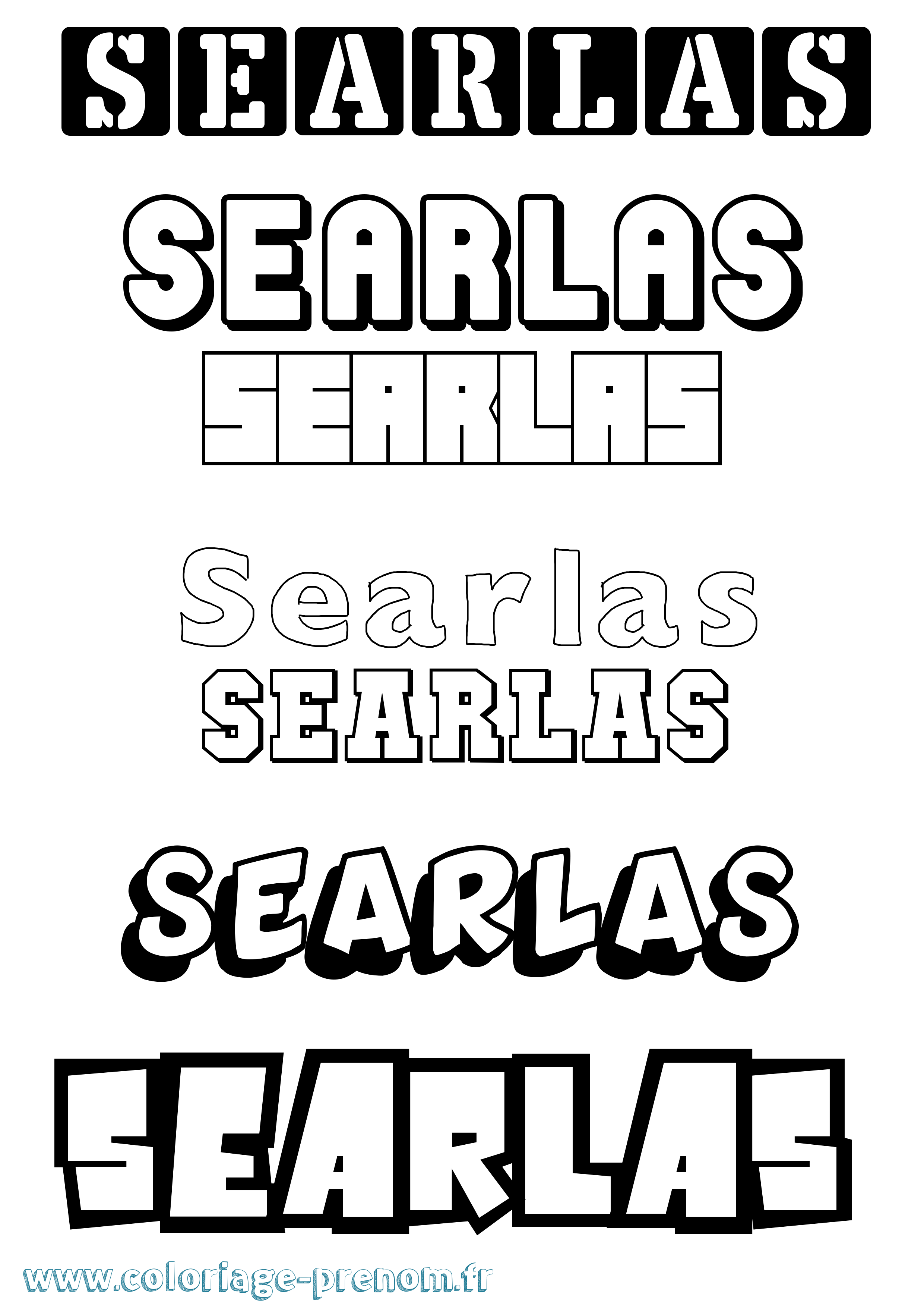 Coloriage Séarlas Simple Coloriage prénom Séarlas Simple