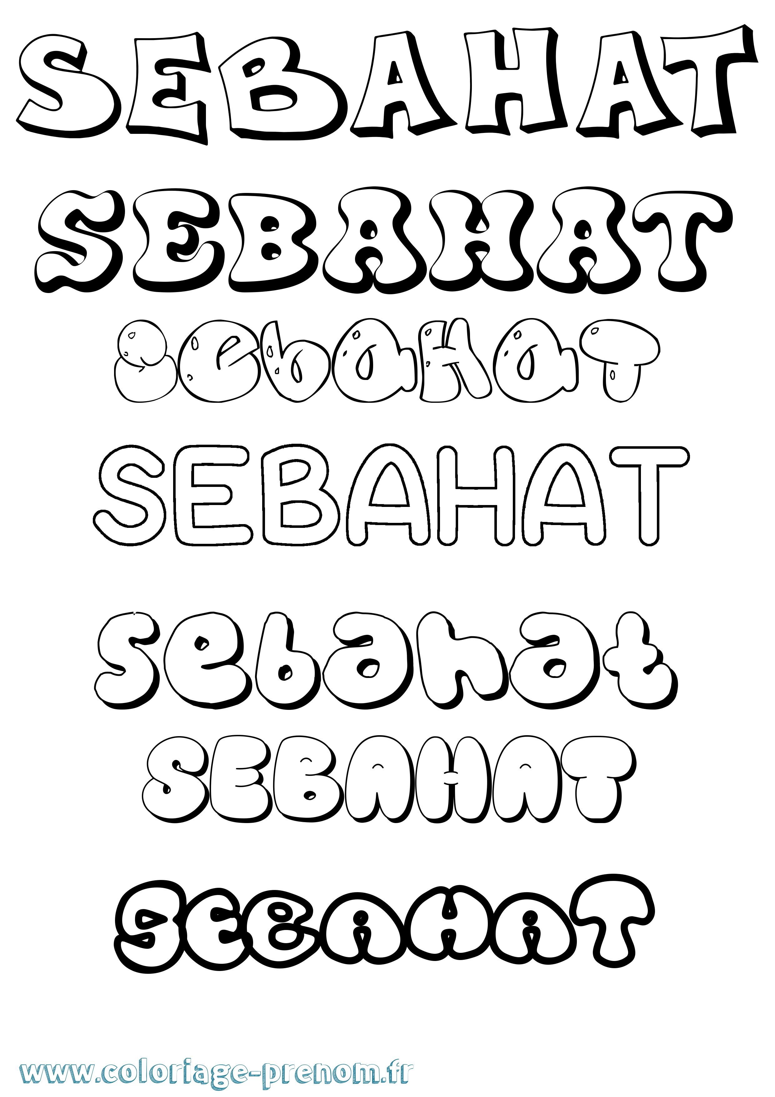 Coloriage Sebahat Bubble Coloriage prénom Sebahat Bubble