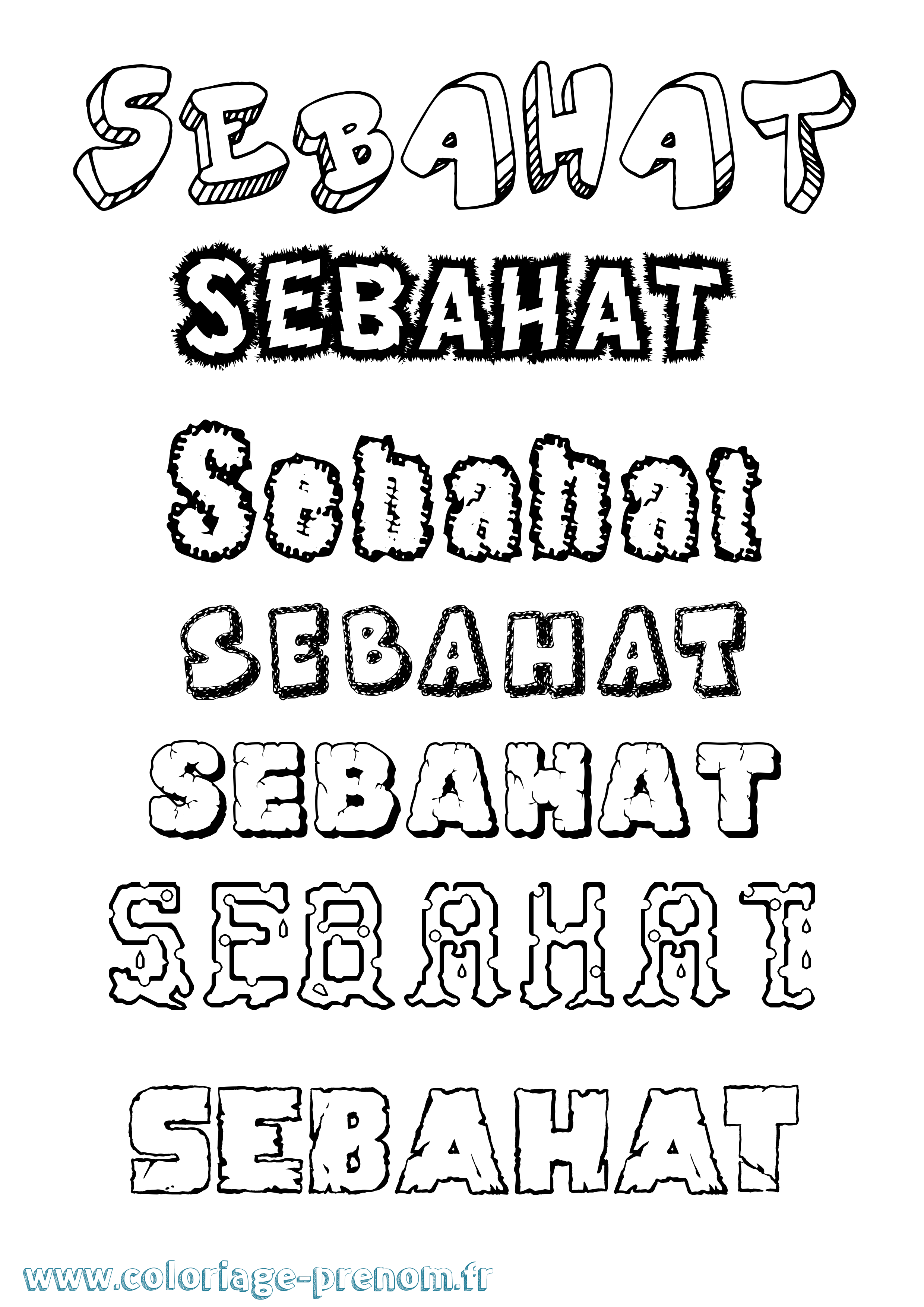Coloriage Sebahat Destructuré Coloriage prénom Sebahat Destructuré