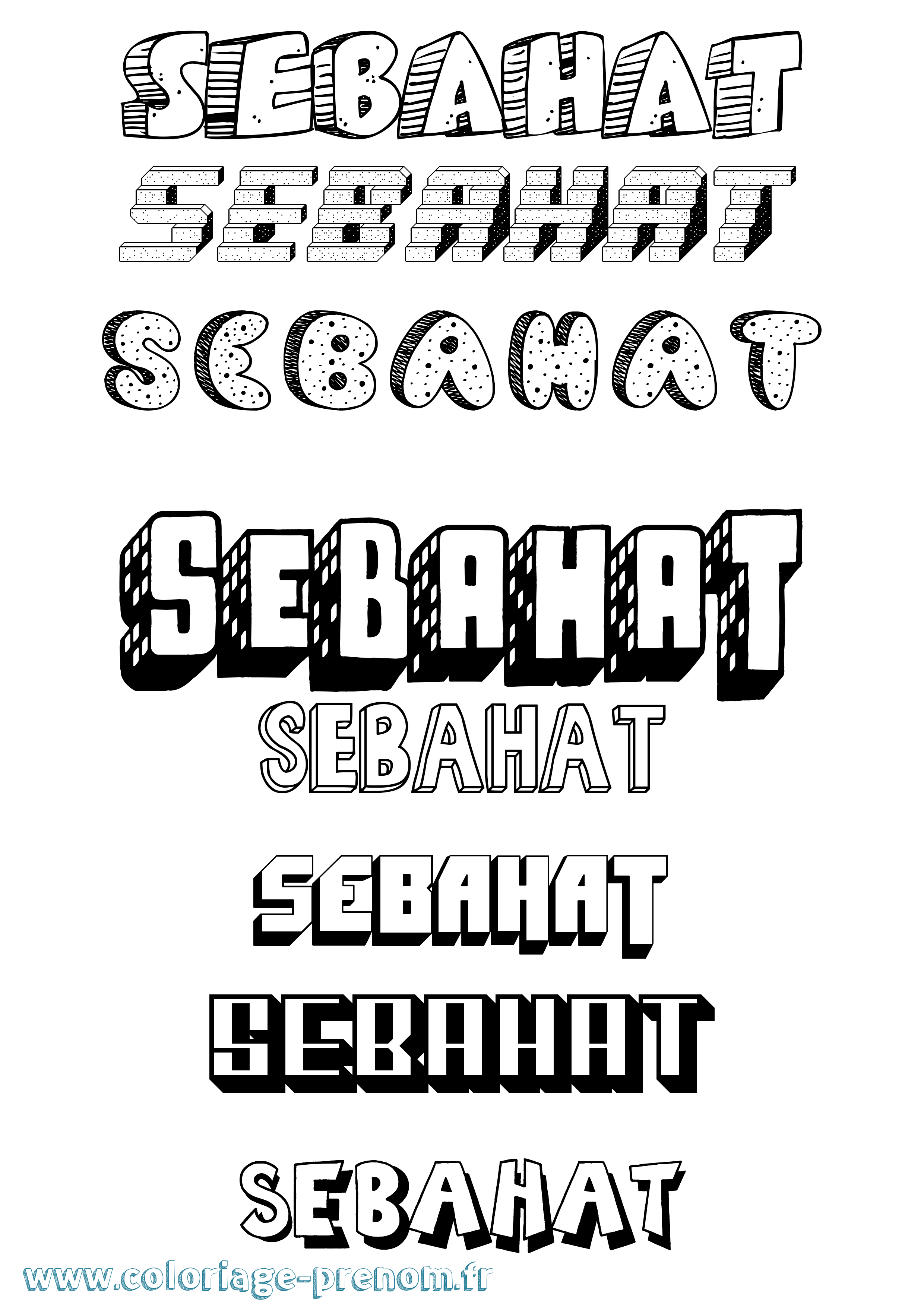 Coloriage Sebahat Effet 3D Coloriage prénom Sebahat Effet 3D