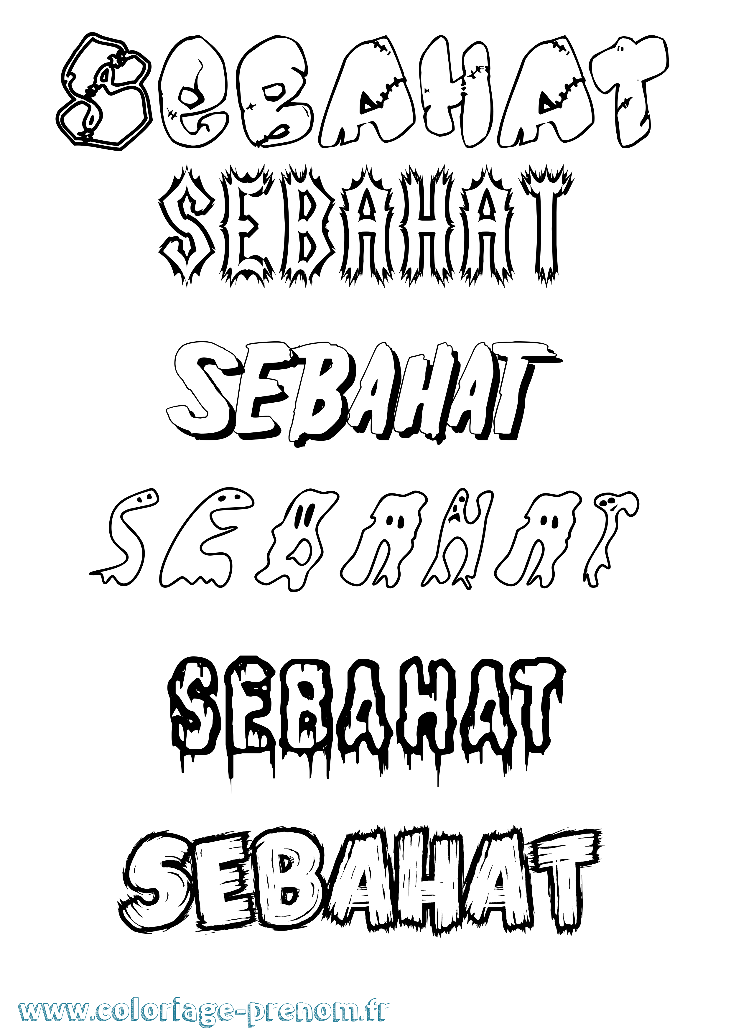 Coloriage Sebahat Frisson Coloriage prénom Sebahat Frisson