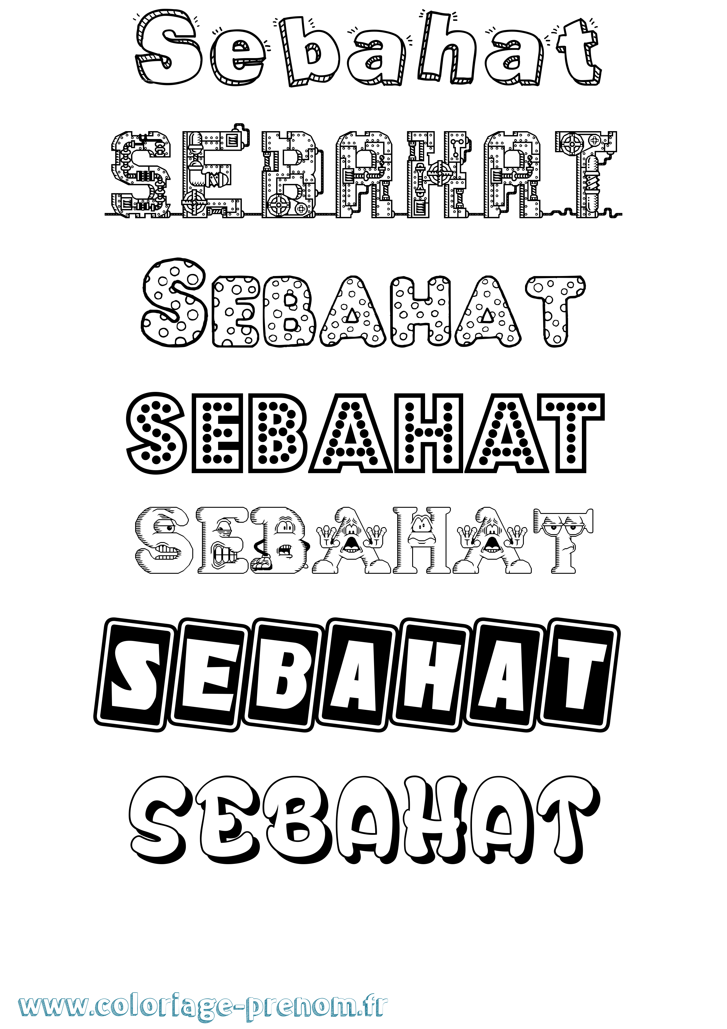 Coloriage Sebahat Fun Coloriage prénom Sebahat Fun