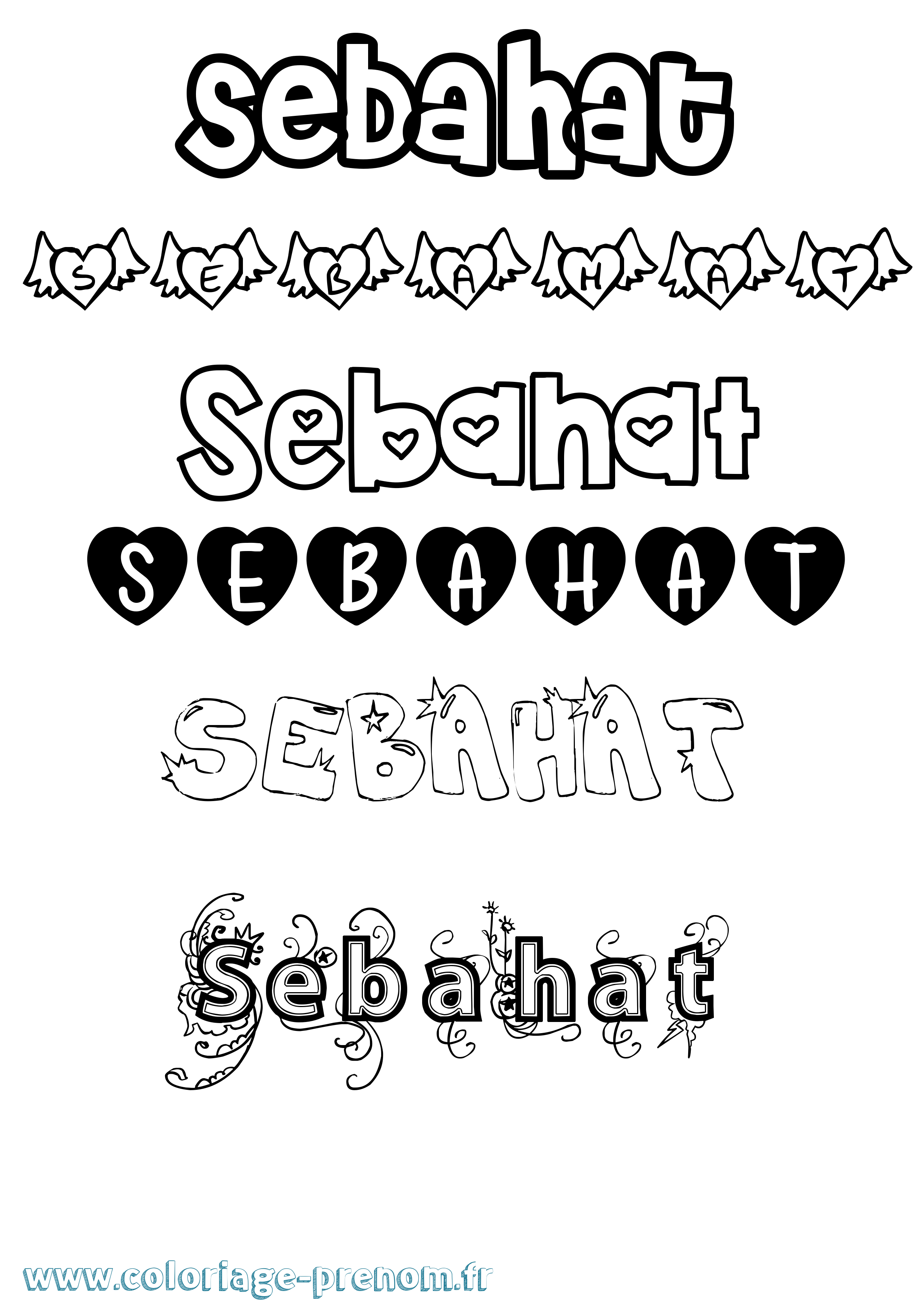 Coloriage Sebahat Girly Coloriage prénom Sebahat Girly