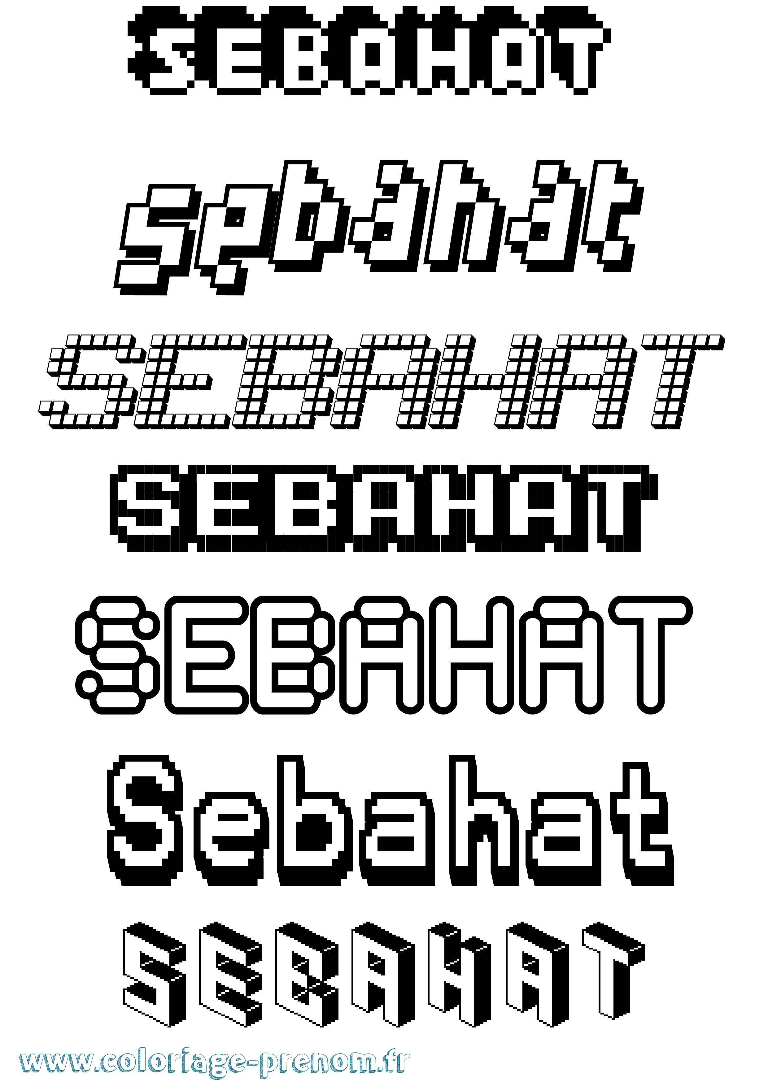 Coloriage Sebahat Pixel Coloriage prénom Sebahat Pixel