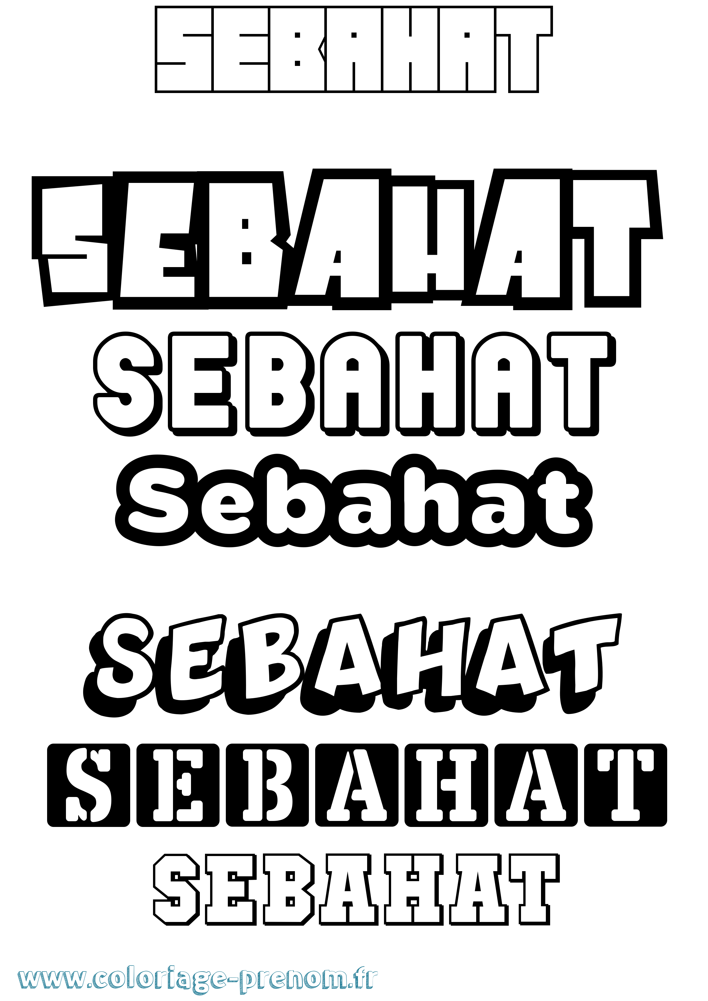 Coloriage Sebahat Simple Coloriage prénom Sebahat Simple