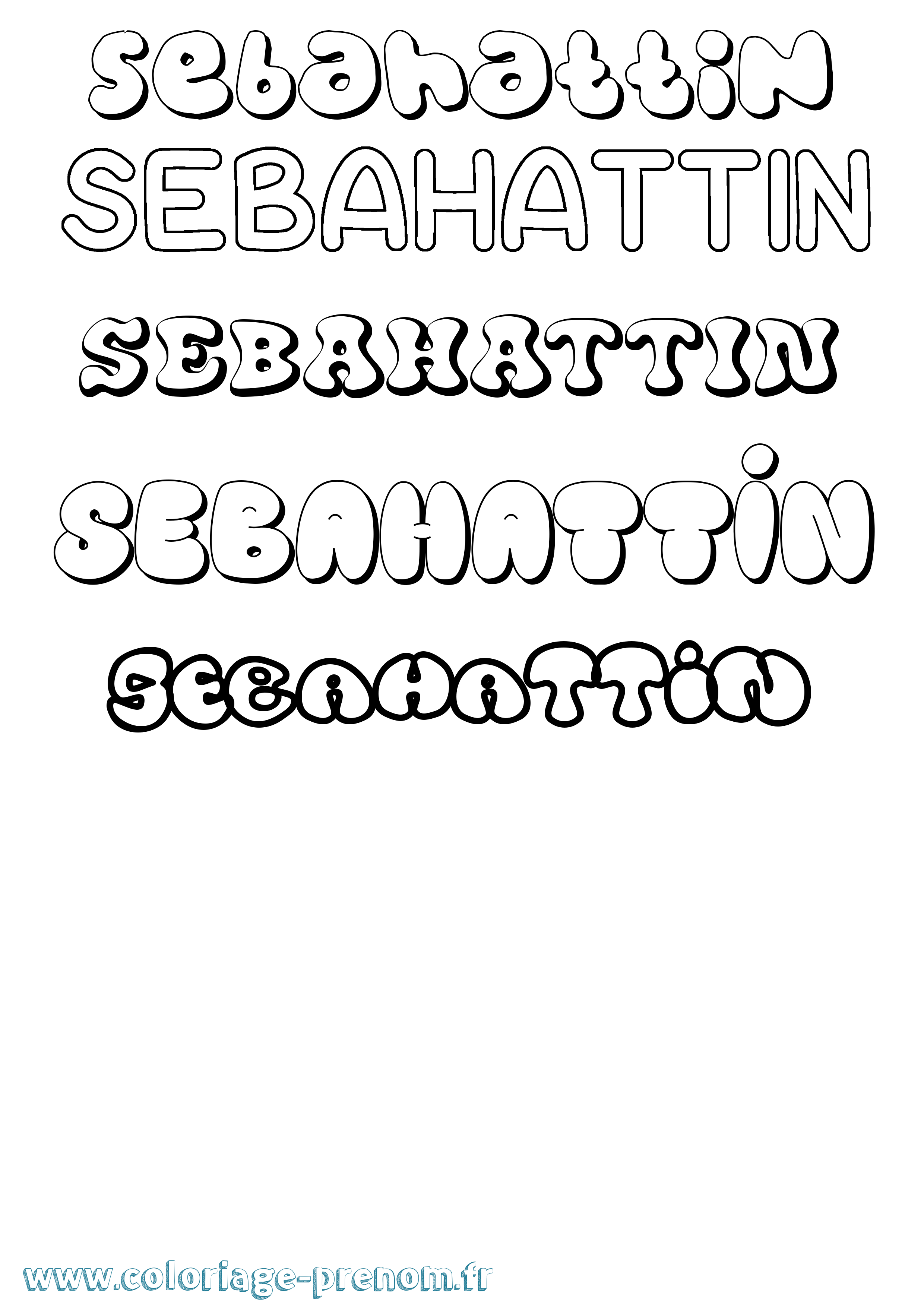 Coloriage Sebahattin Bubble Coloriage prénom Sebahattin Bubble