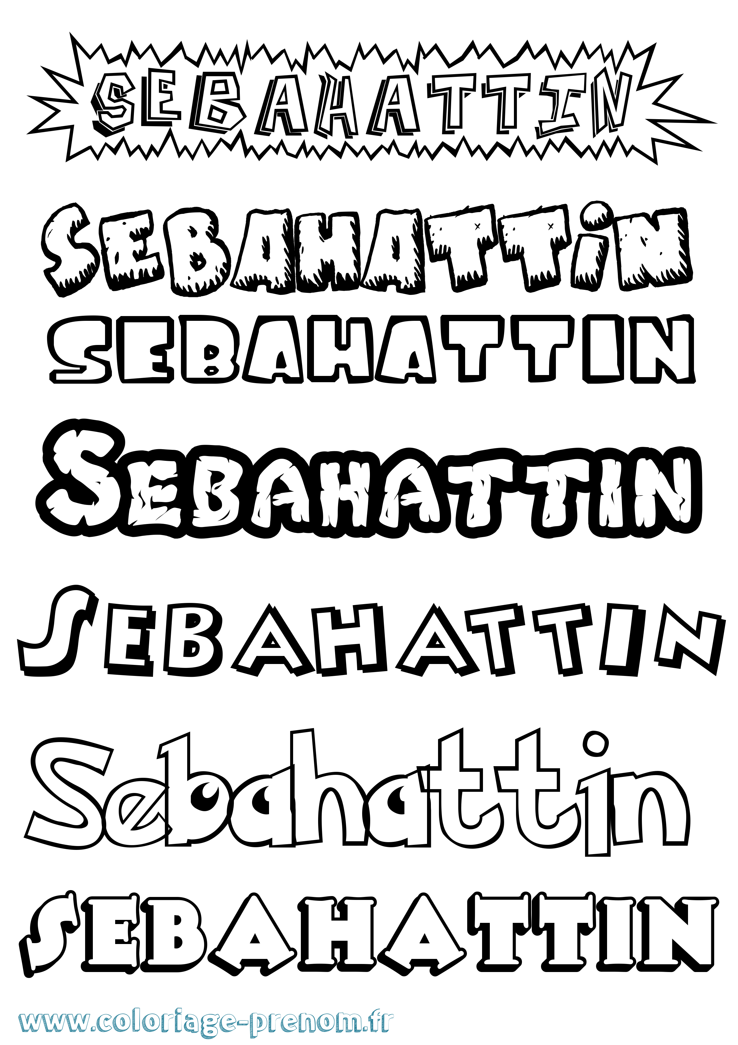 Coloriage Sebahattin Dessin Animé Coloriage prénom Sebahattin Dessin Animé