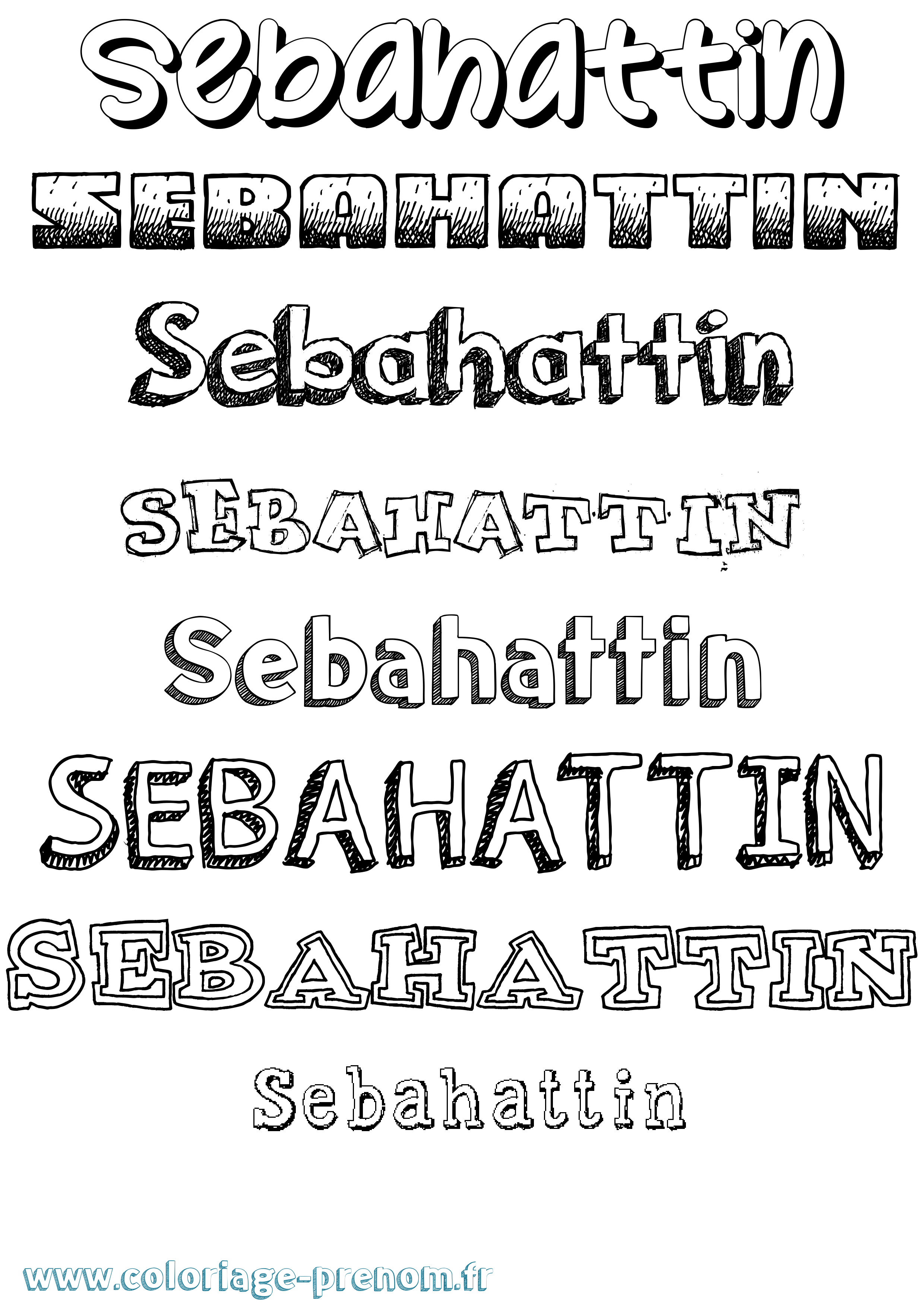 Coloriage Sebahattin Dessiné Coloriage prénom Sebahattin Dessiné