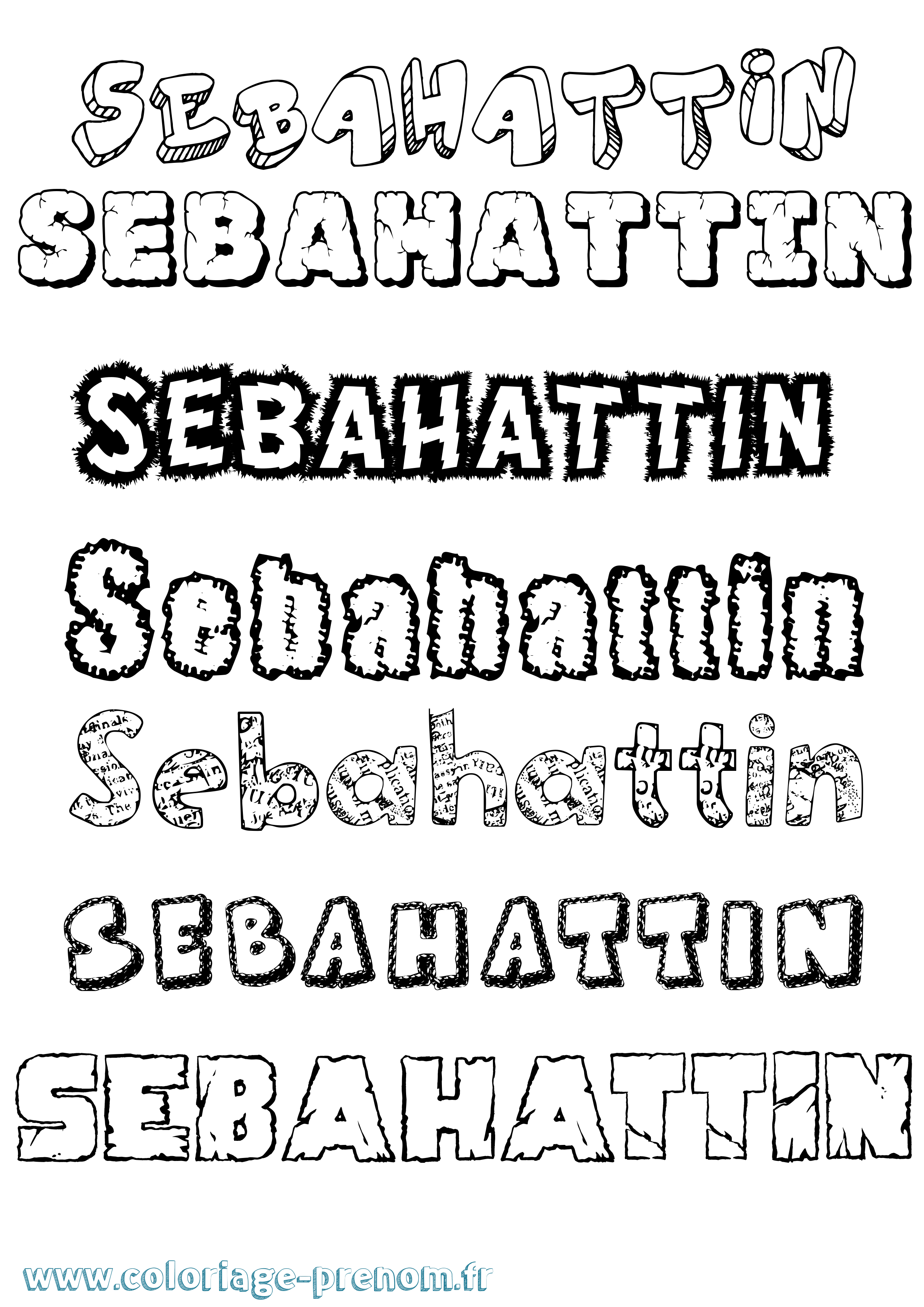 Coloriage Sebahattin Destructuré Coloriage prénom Sebahattin Destructuré