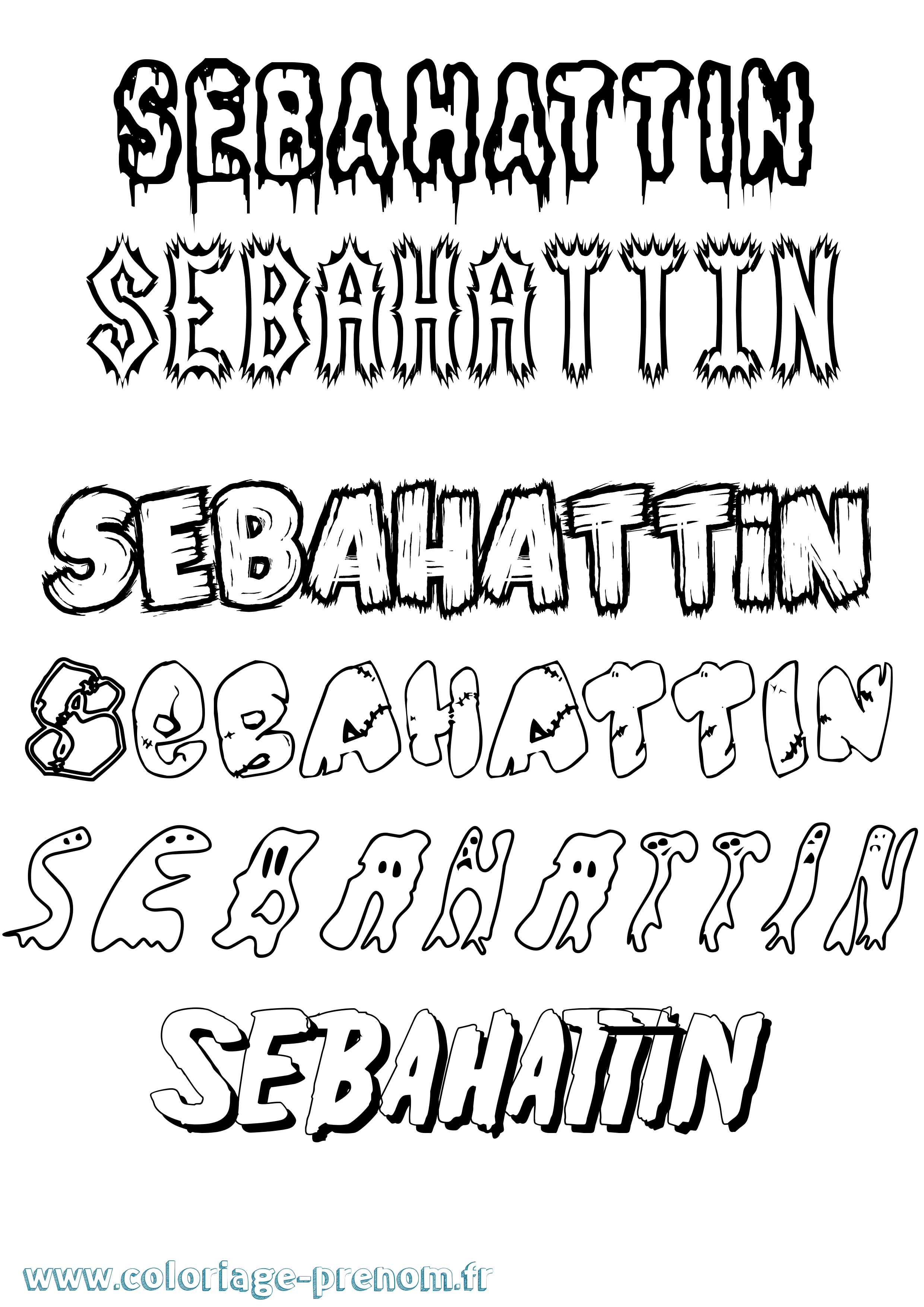 Coloriage Sebahattin Frisson Coloriage prénom Sebahattin Frisson