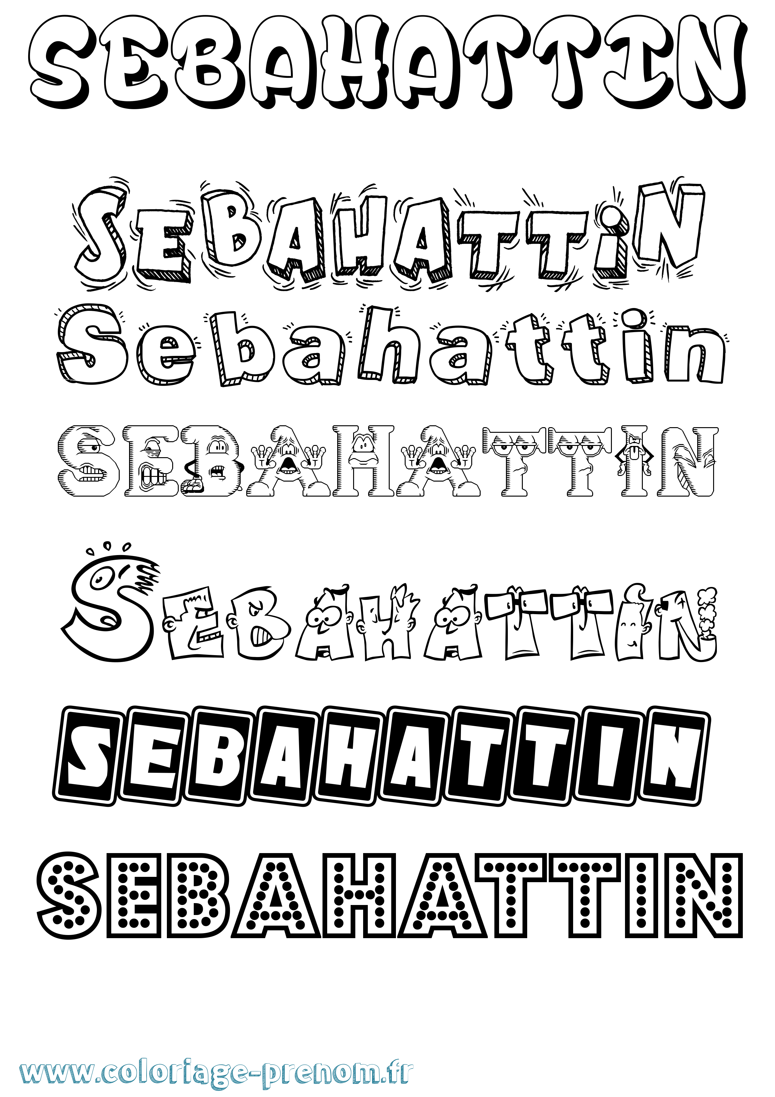Coloriage Sebahattin Fun Coloriage prénom Sebahattin Fun
