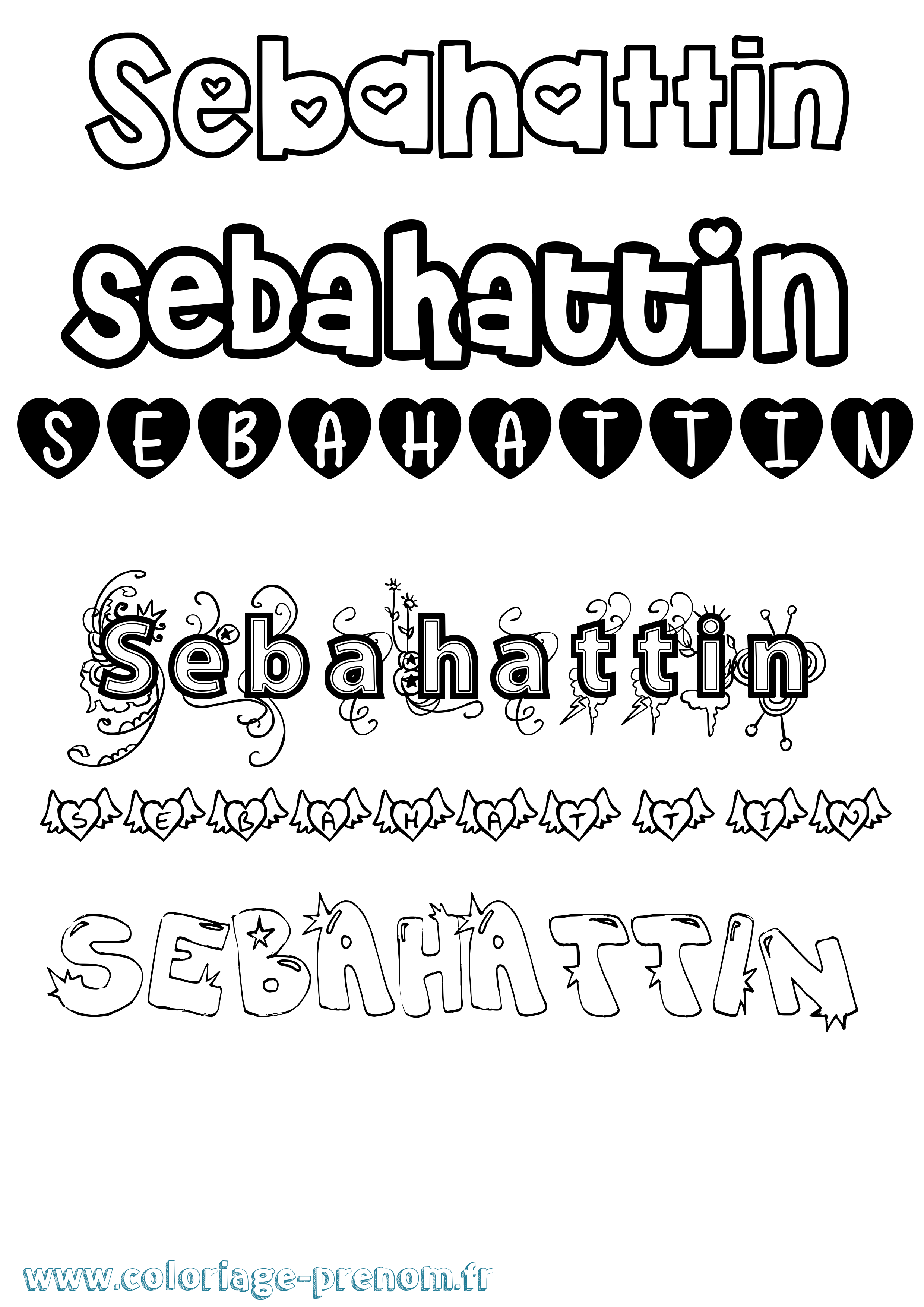 Coloriage Sebahattin Girly Coloriage prénom Sebahattin Girly