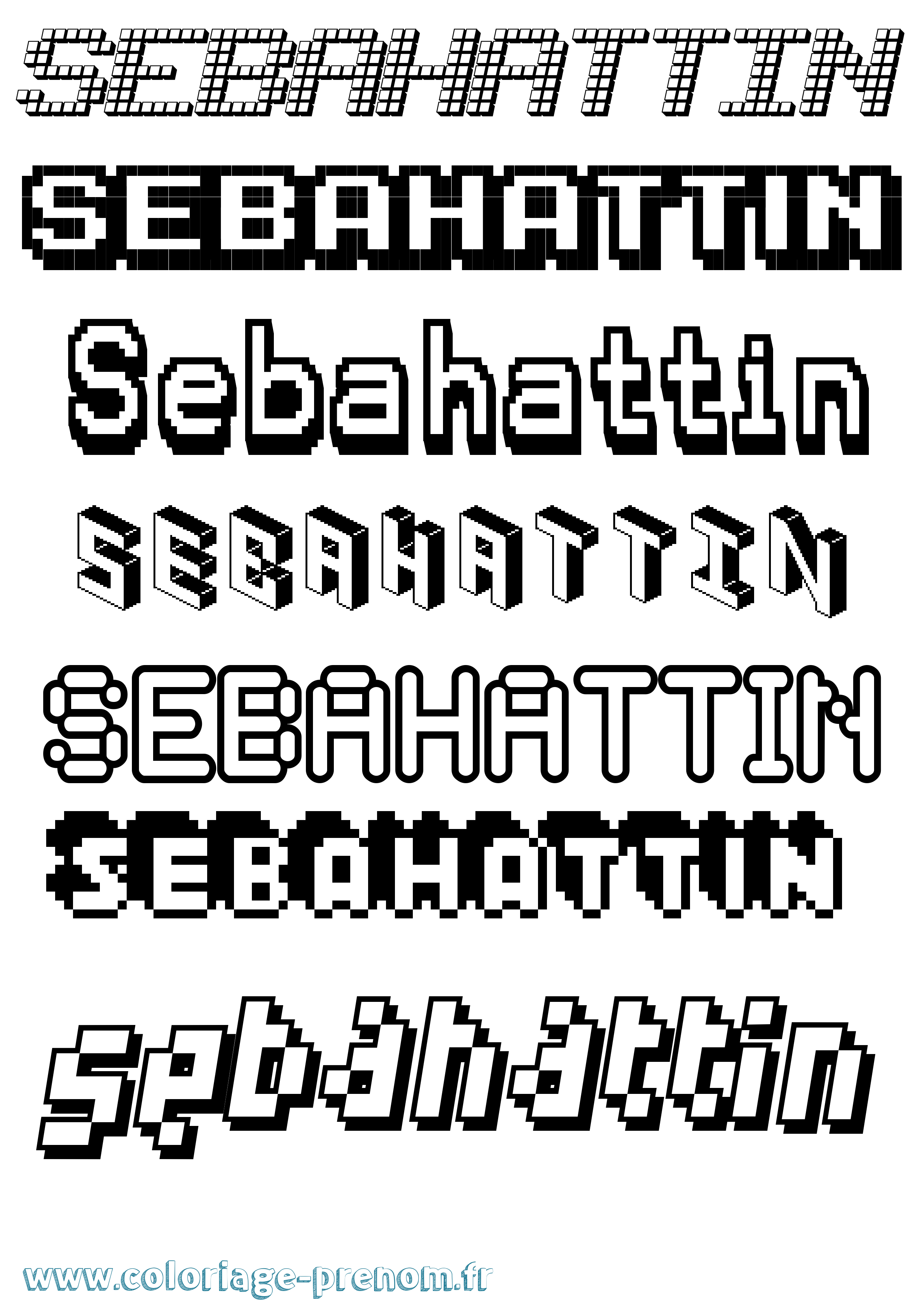 Coloriage Sebahattin Pixel Coloriage prénom Sebahattin Pixel