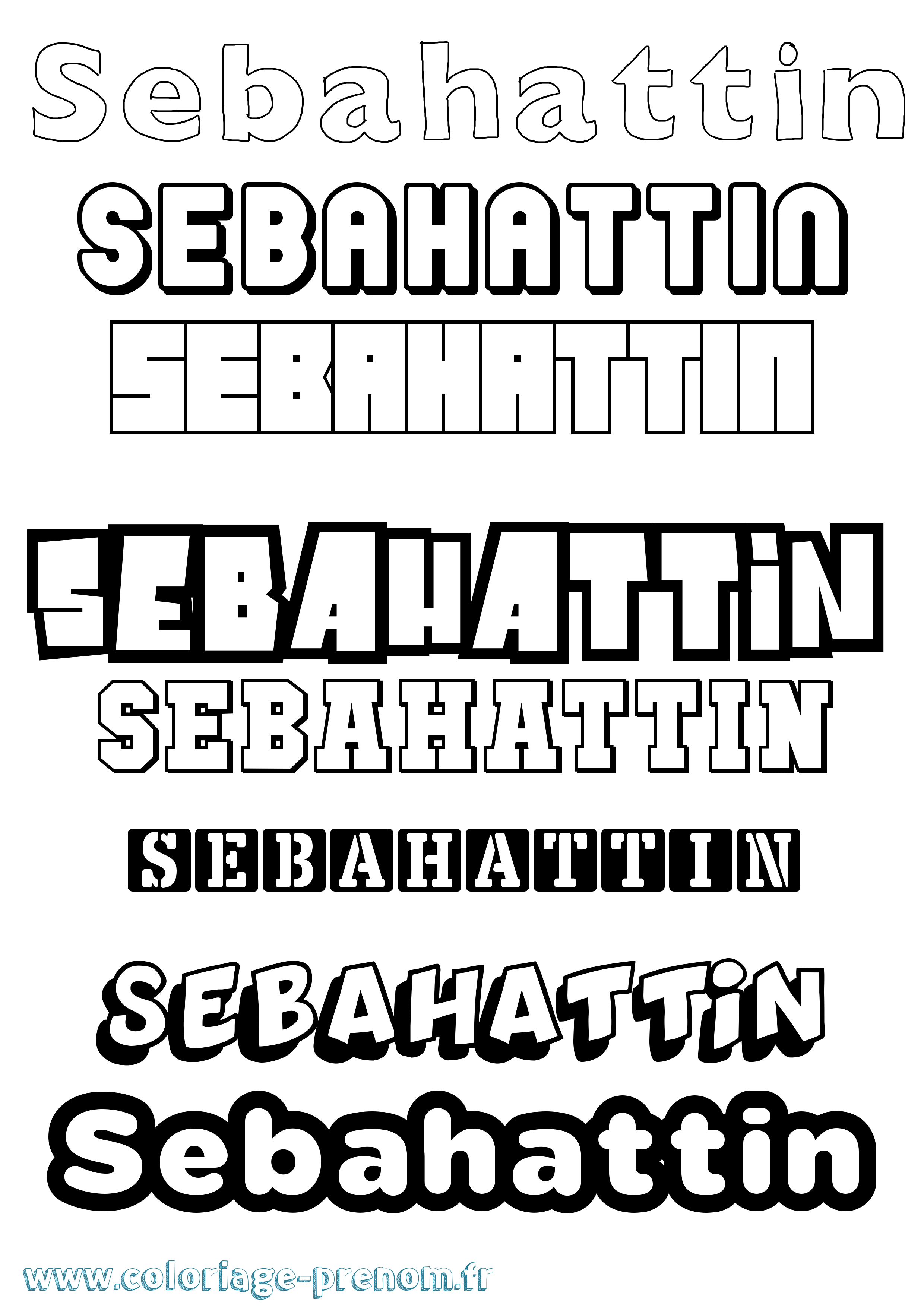 Coloriage Sebahattin Simple Coloriage prénom Sebahattin Simple