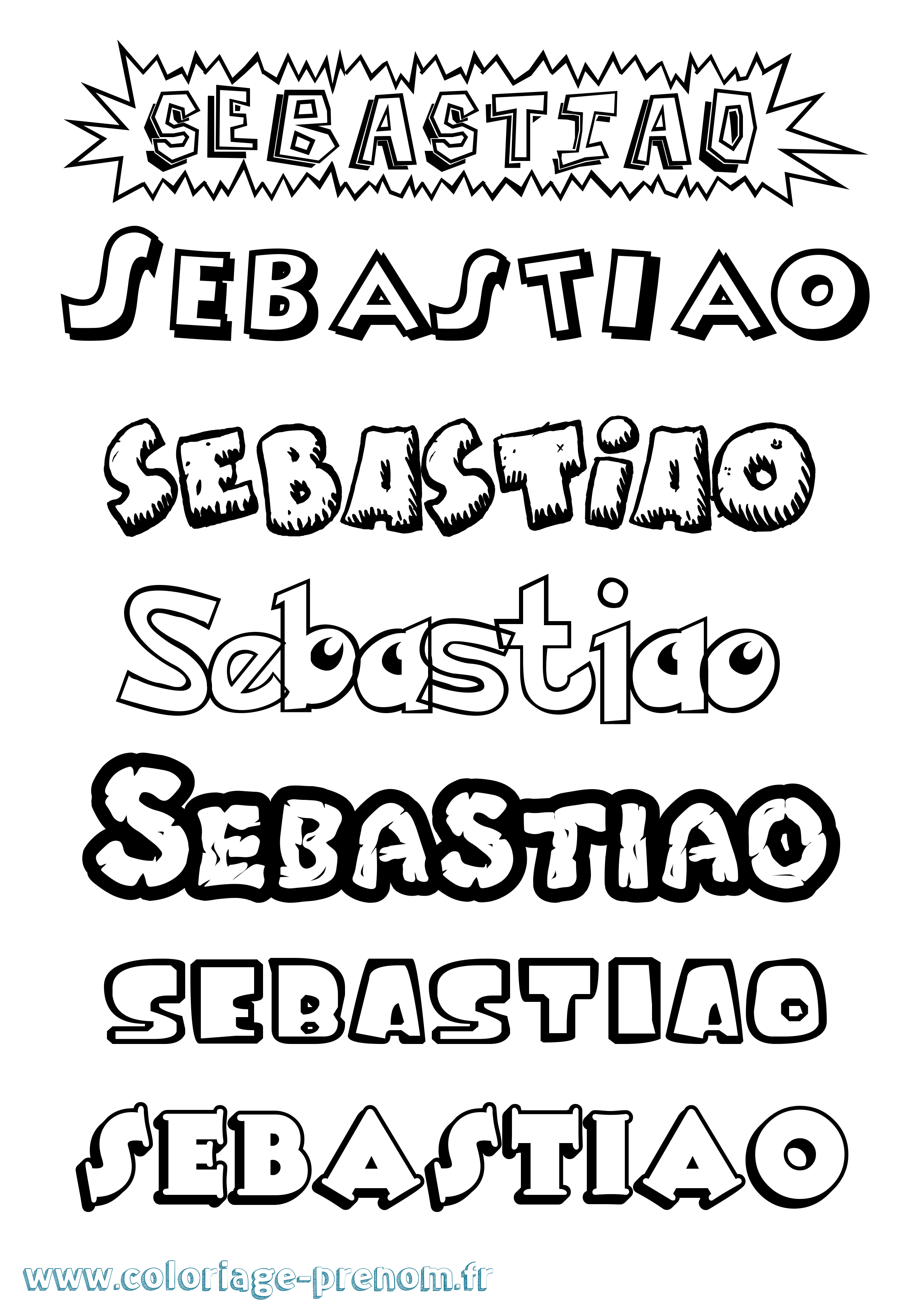 Coloriage Sebastiao Dessin Animé Coloriage prénom Sebastiao Dessin Animé