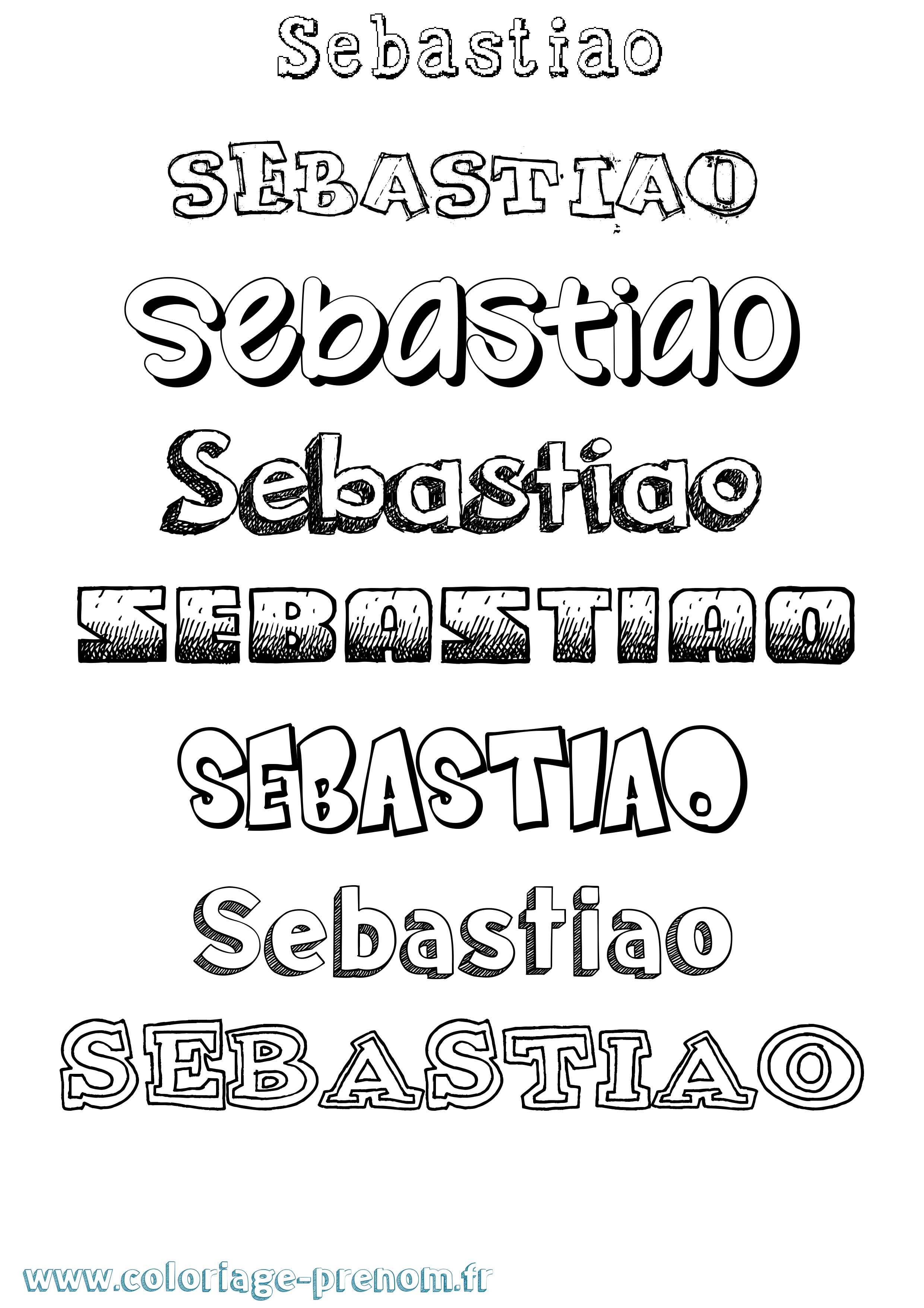 Coloriage Sebastiao Dessiné Coloriage prénom Sebastiao Dessiné