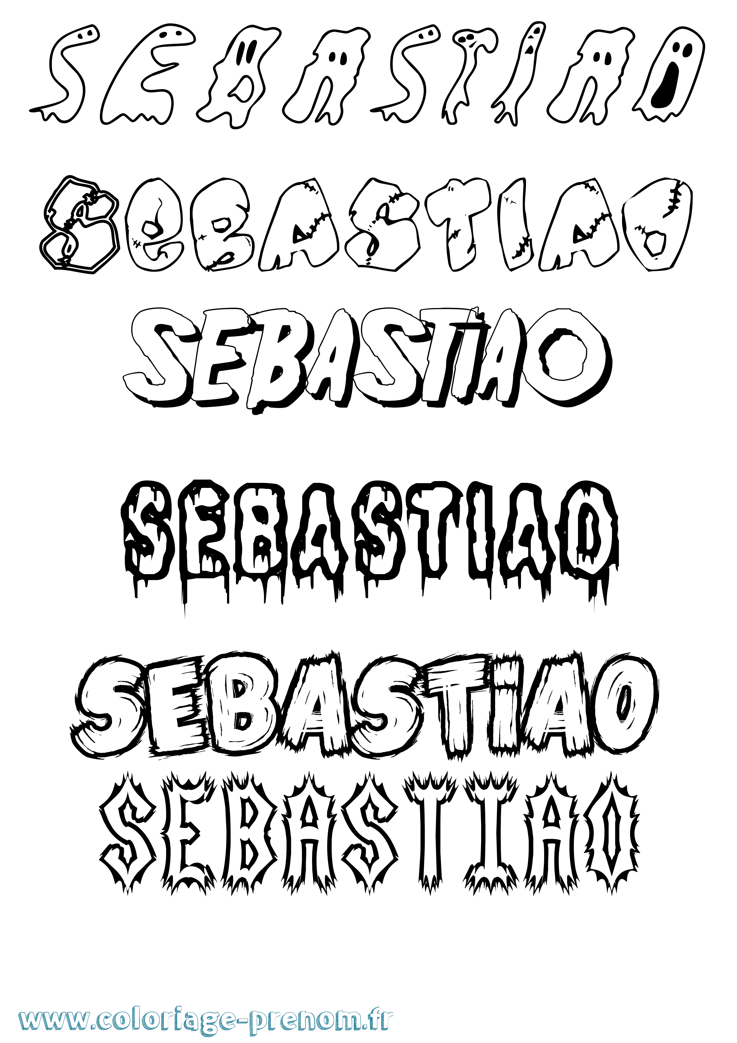 Coloriage Sebastiao Frisson Coloriage prénom Sebastiao Frisson