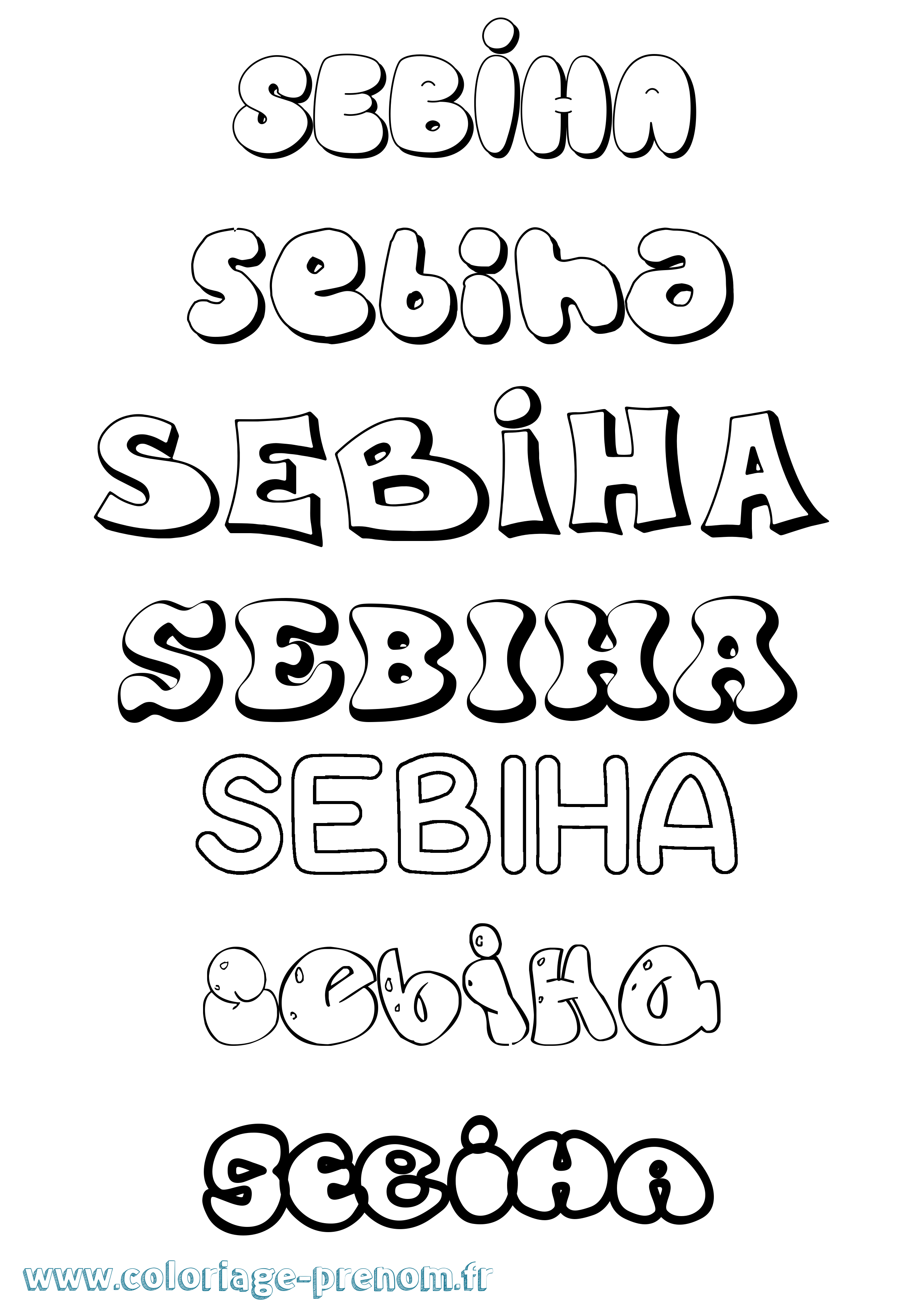 Coloriage Sebiha Bubble Coloriage prénom Sebiha Bubble