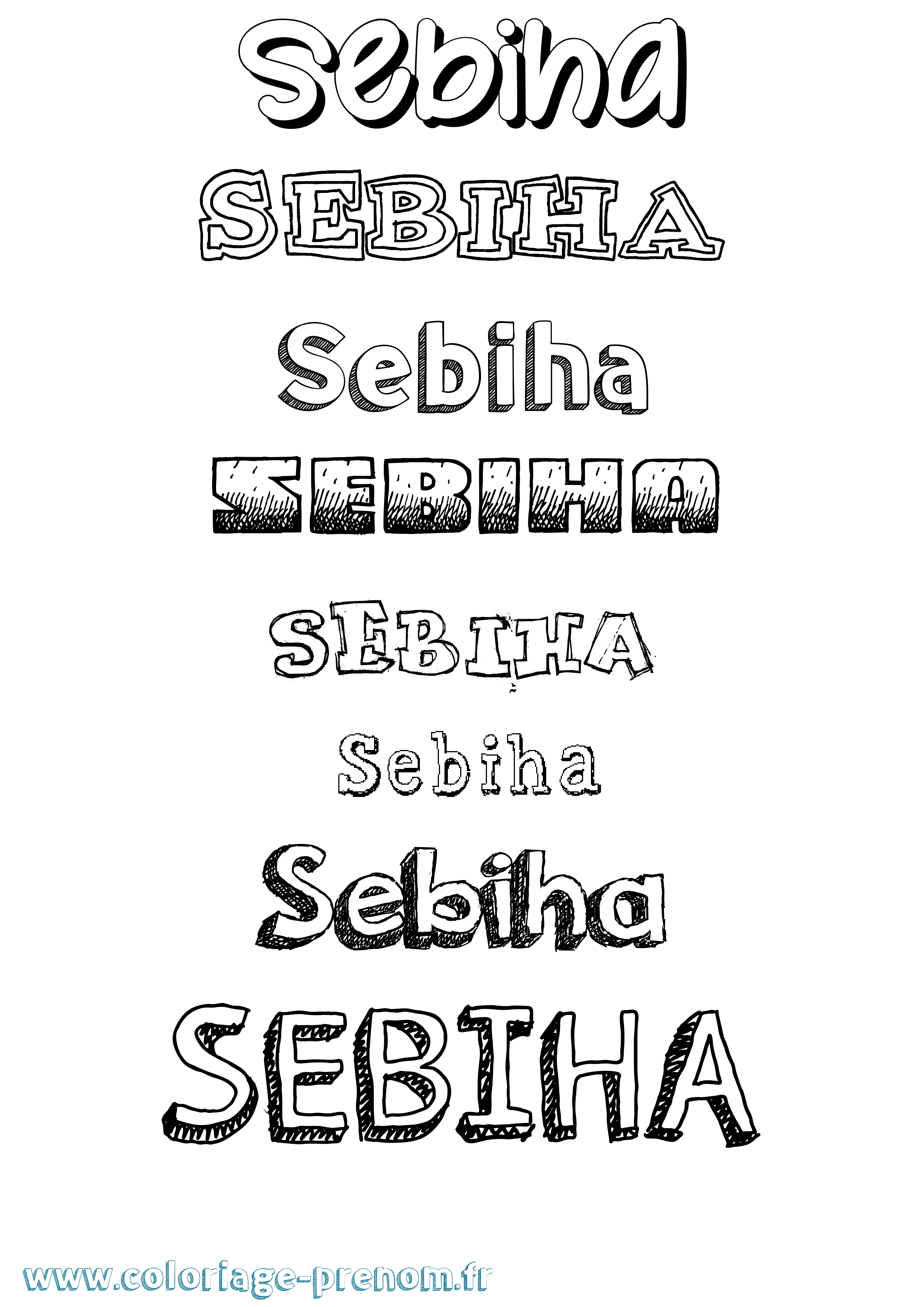 Coloriage Sebiha Dessiné Coloriage prénom Sebiha Dessiné