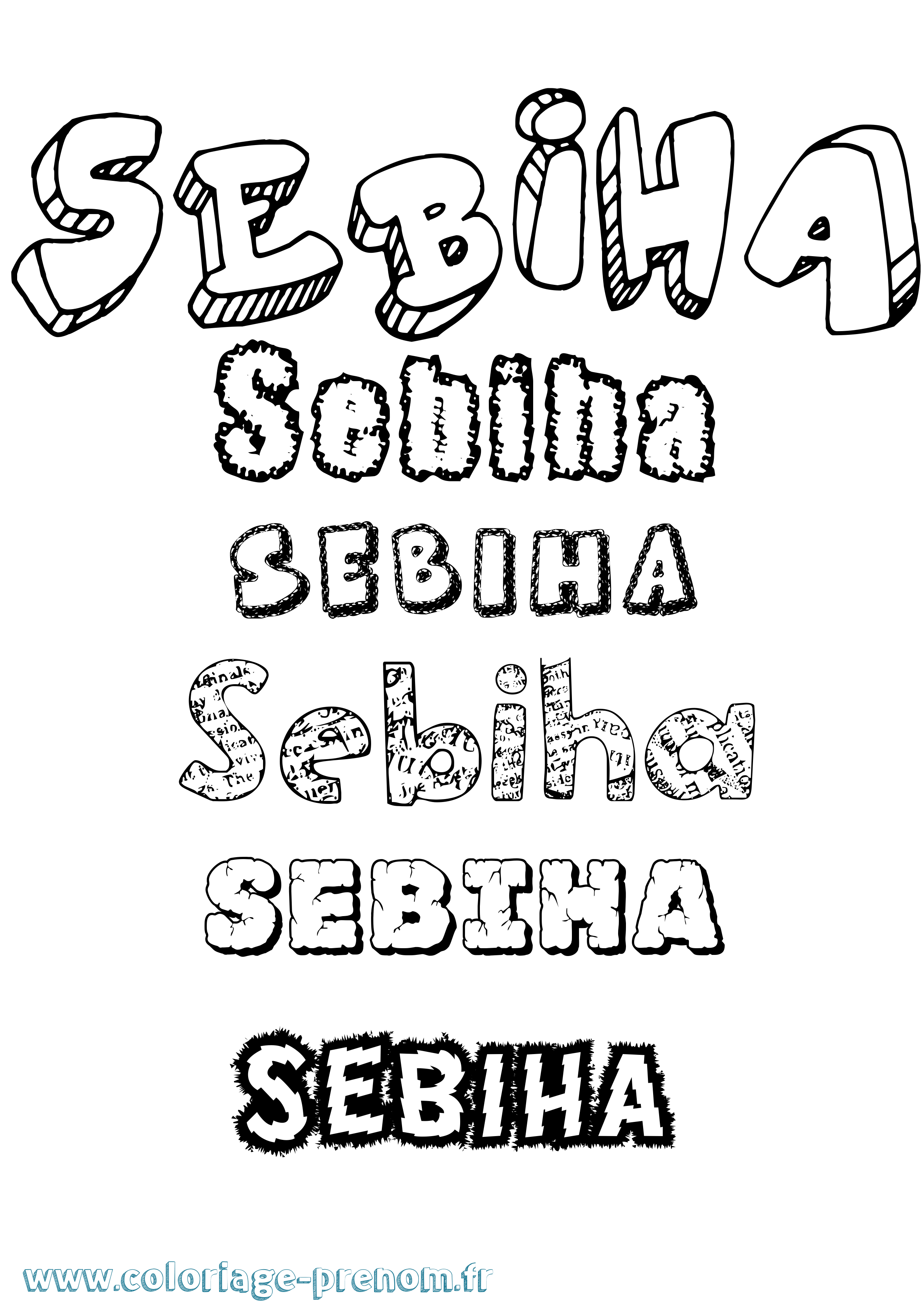 Coloriage Sebiha Destructuré Coloriage prénom Sebiha Destructuré