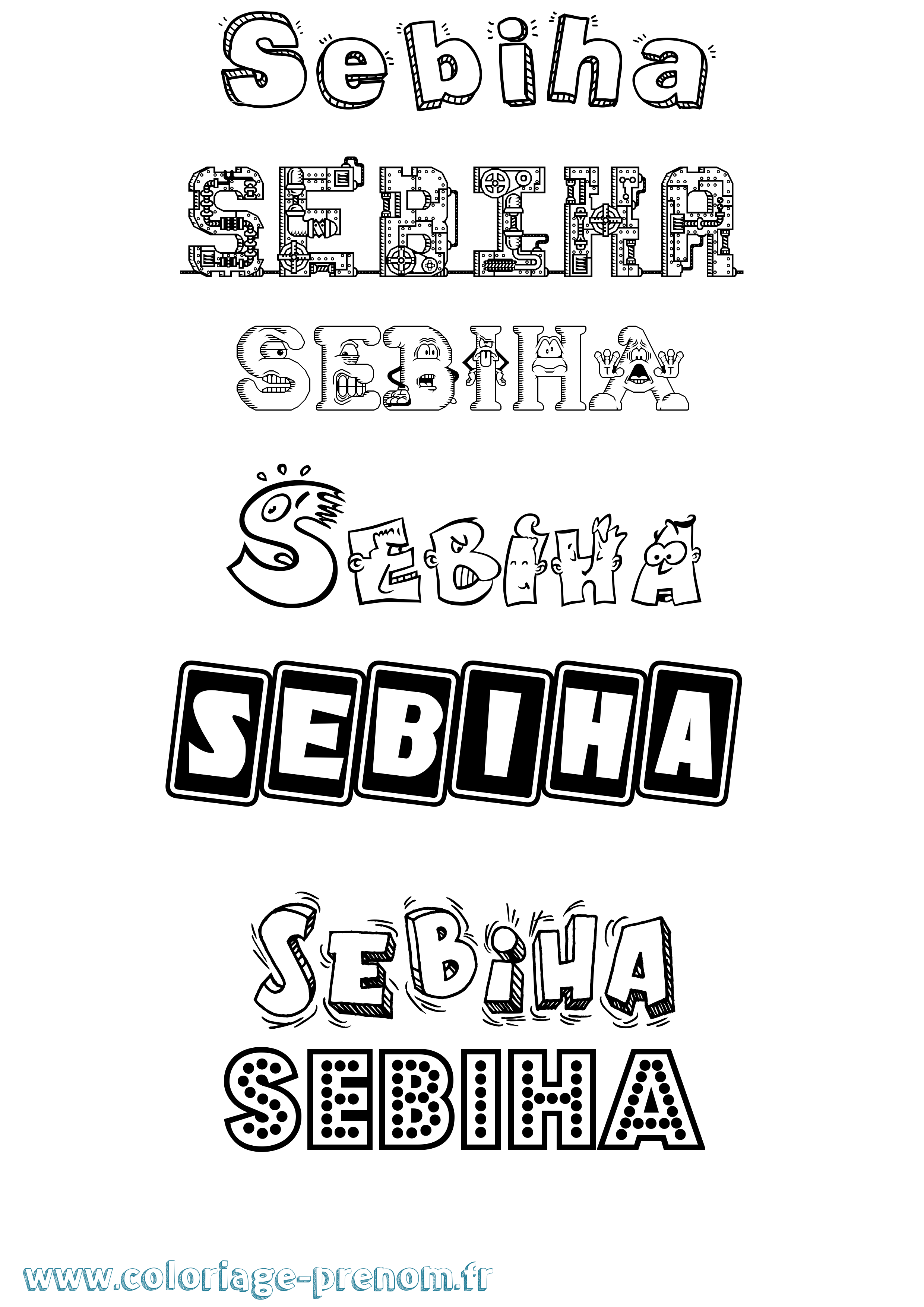 Coloriage Sebiha Fun Coloriage prénom Sebiha Fun