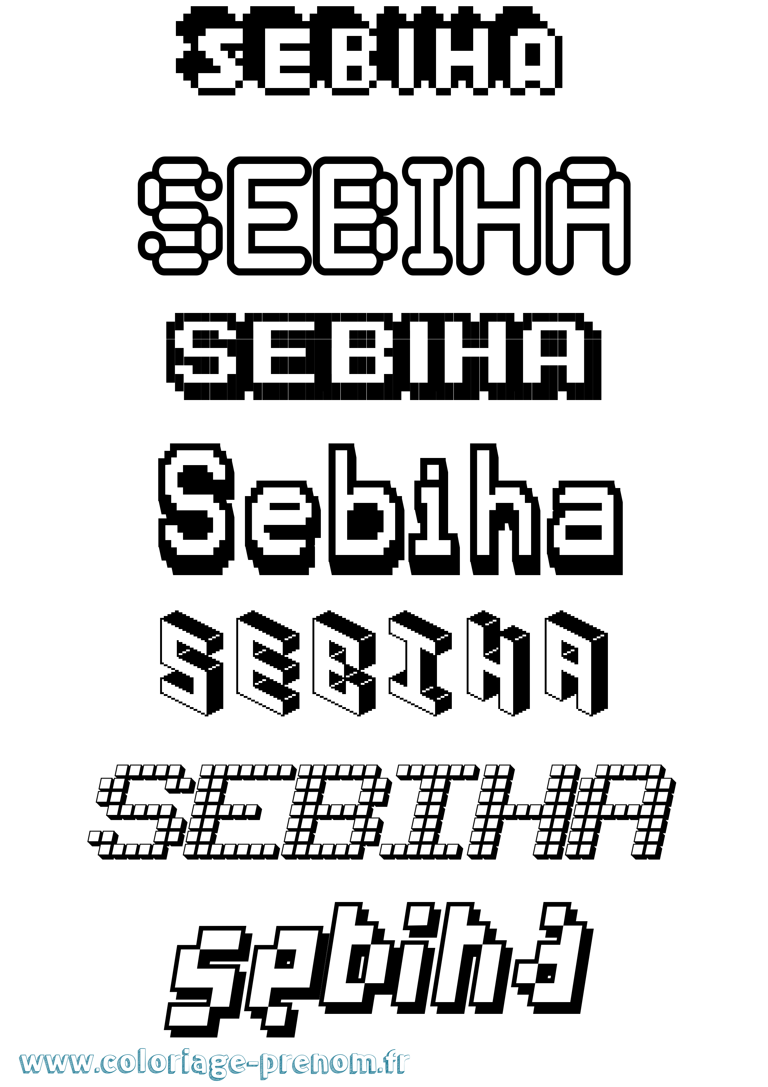 Coloriage Sebiha Pixel Coloriage prénom Sebiha Pixel