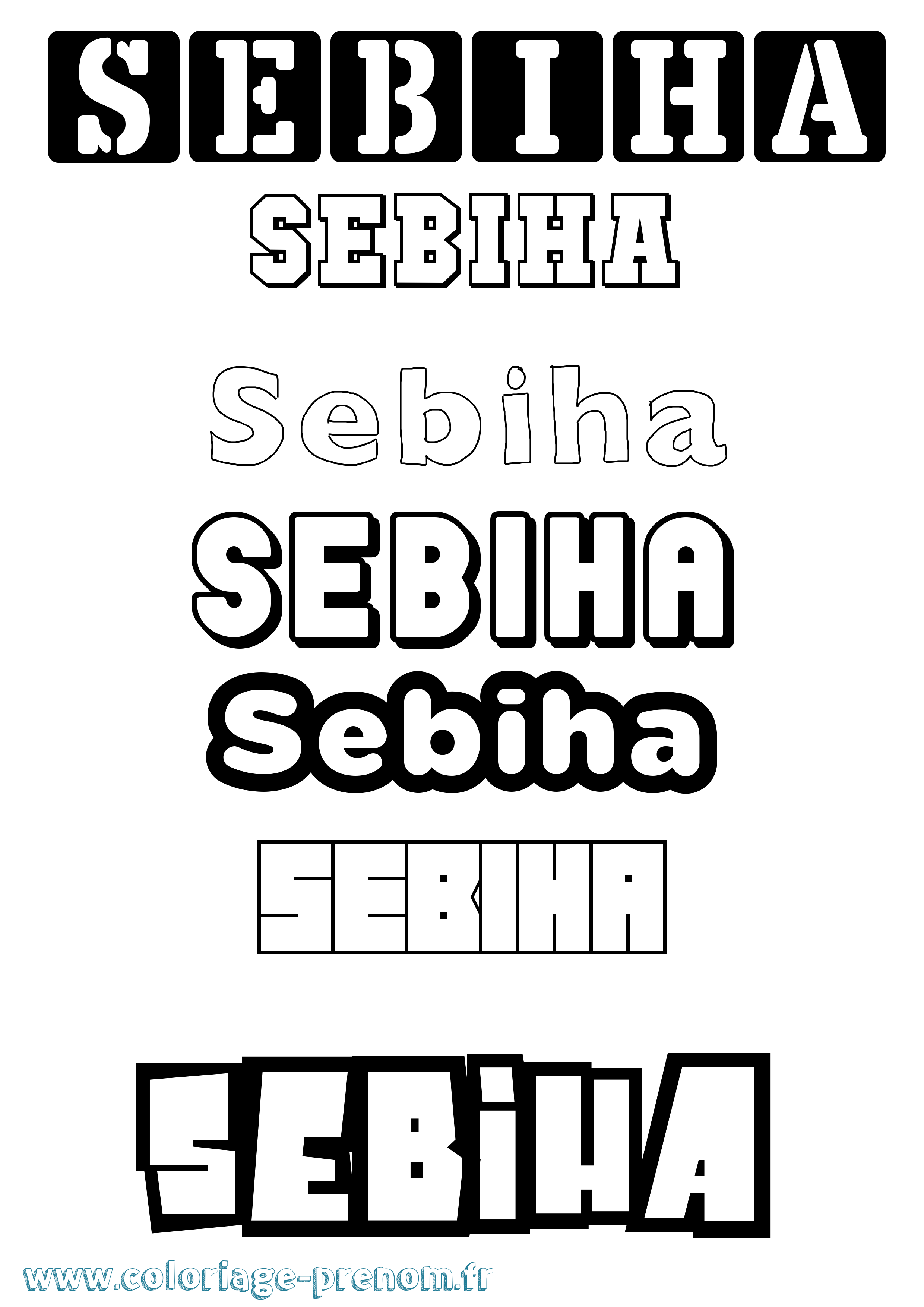 Coloriage Sebiha Simple Coloriage prénom Sebiha Simple