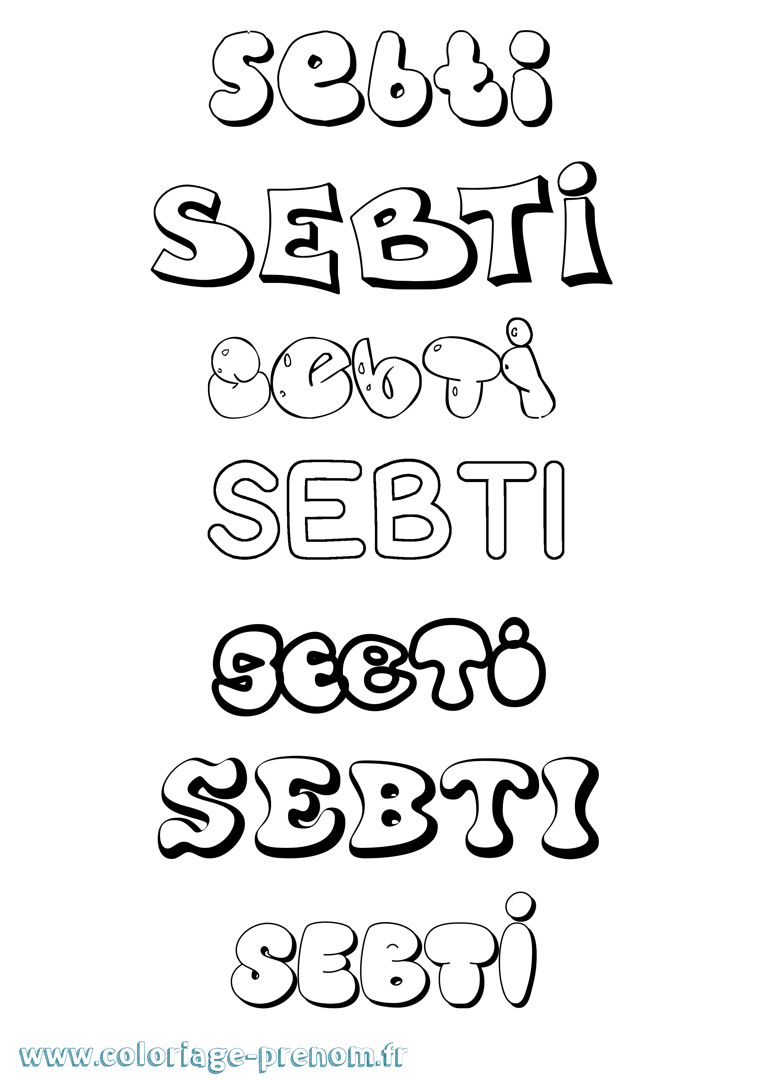 Coloriage Sebti Bubble Coloriage prénom Sebti Bubble