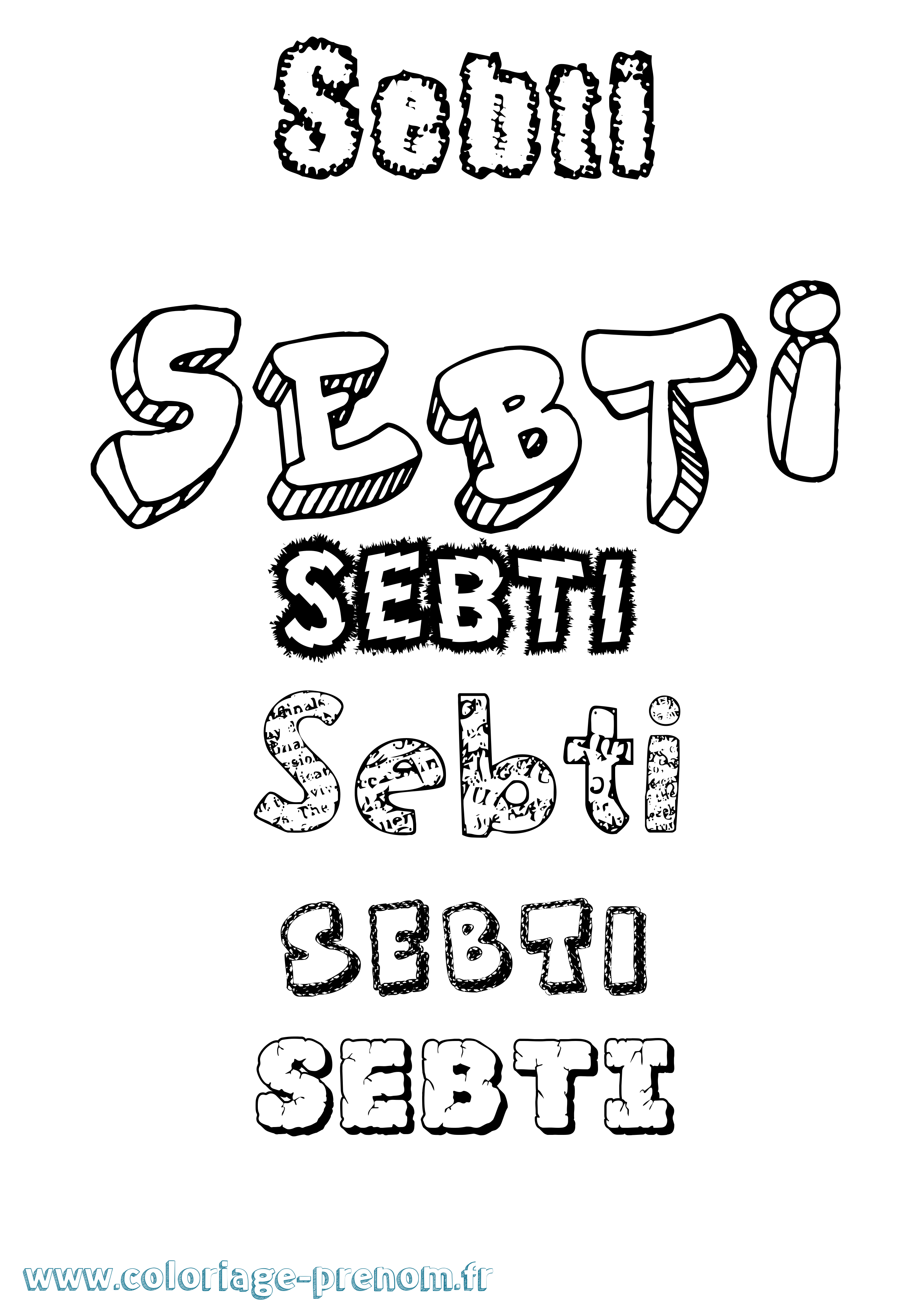 Coloriage Sebti Destructuré Coloriage prénom Sebti Destructuré