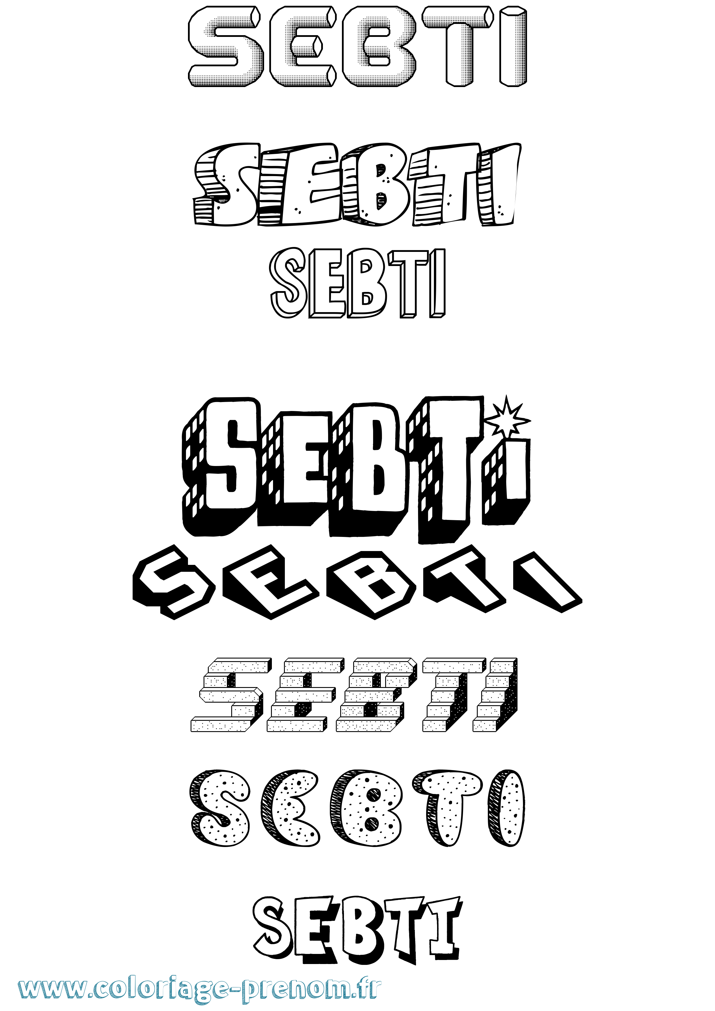 Coloriage Sebti Effet 3D Coloriage prénom Sebti Effet 3D
