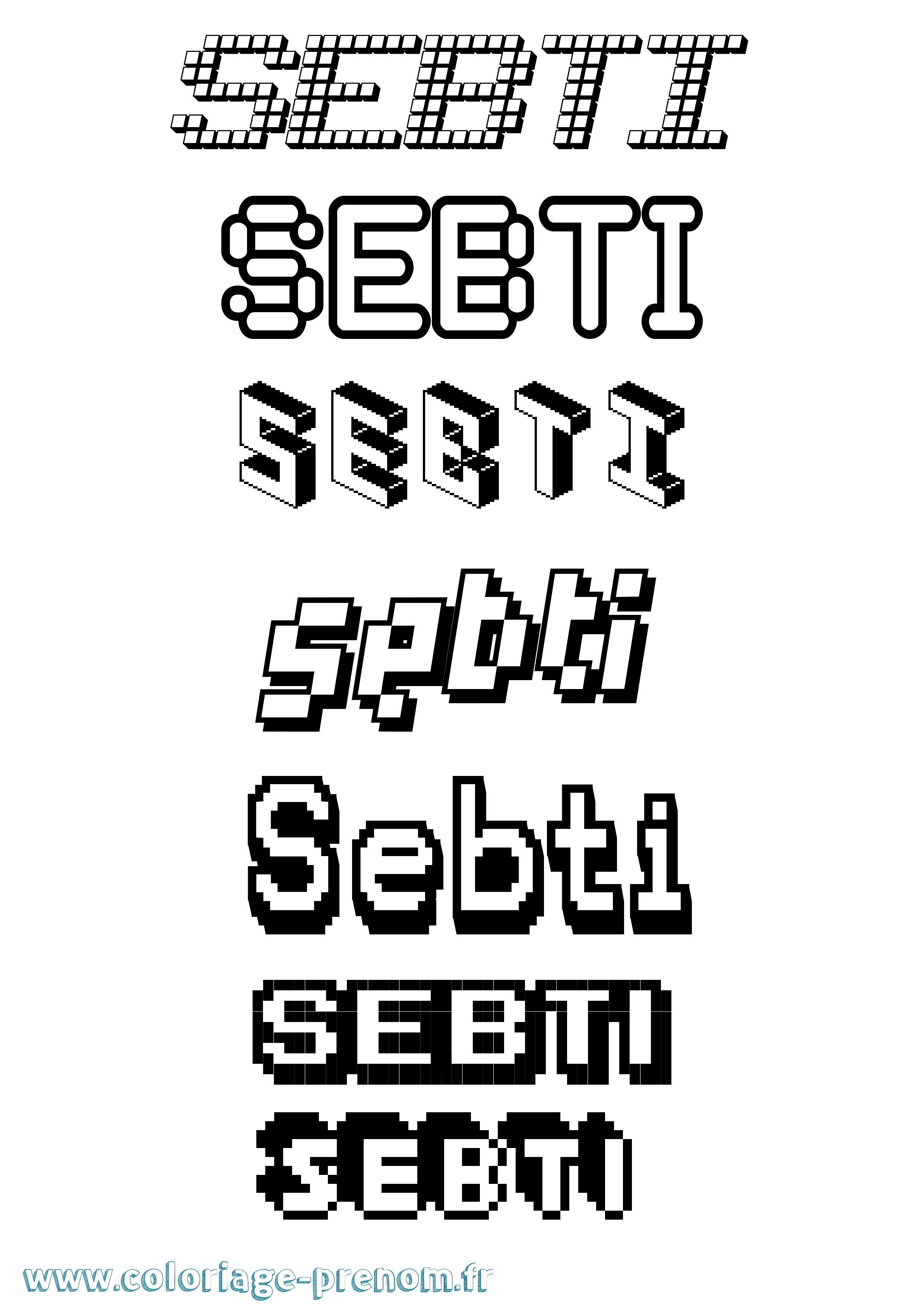 Coloriage Sebti Pixel Coloriage prénom Sebti Pixel