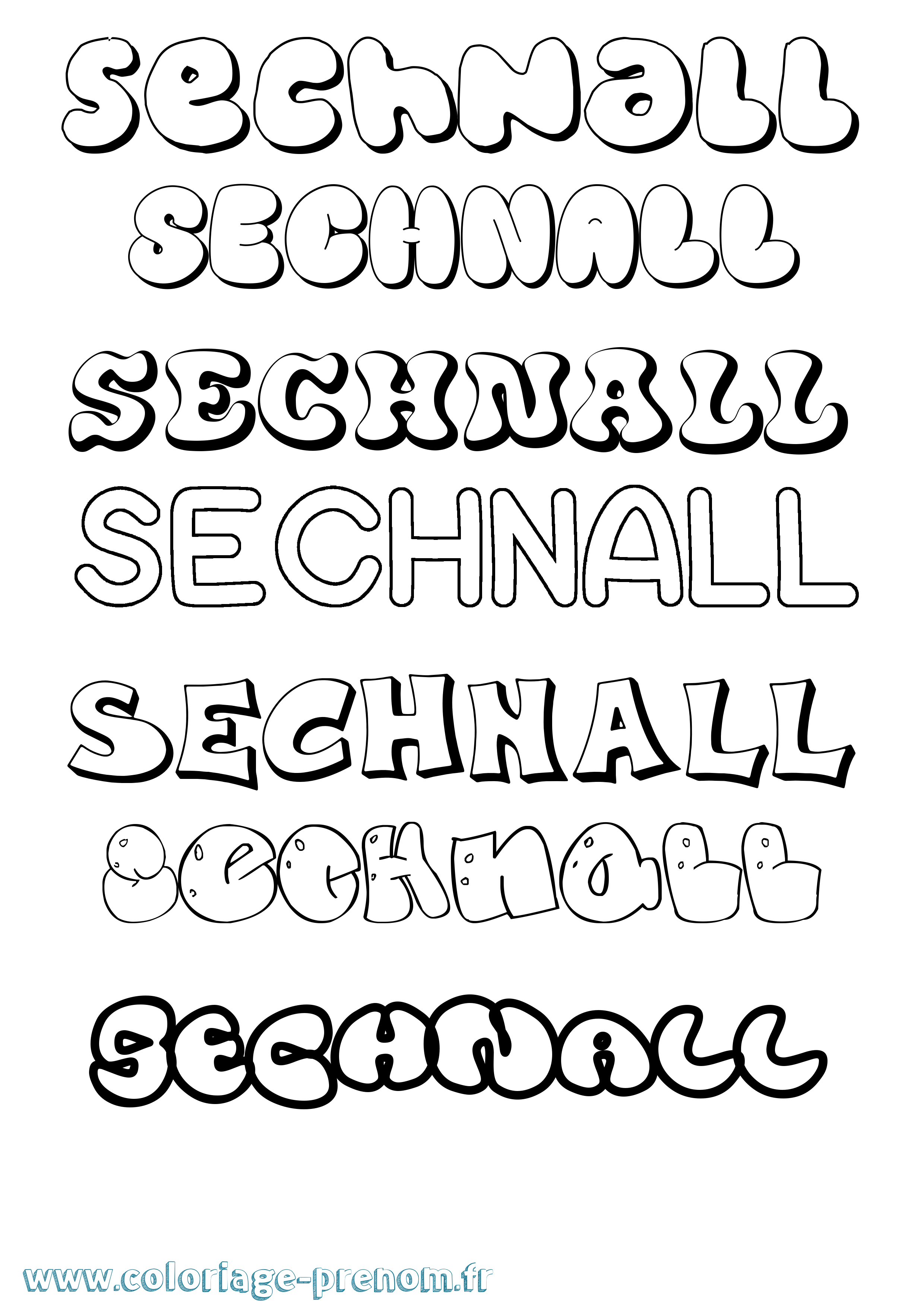 Coloriage Sechnall Bubble Coloriage prénom Sechnall Bubble