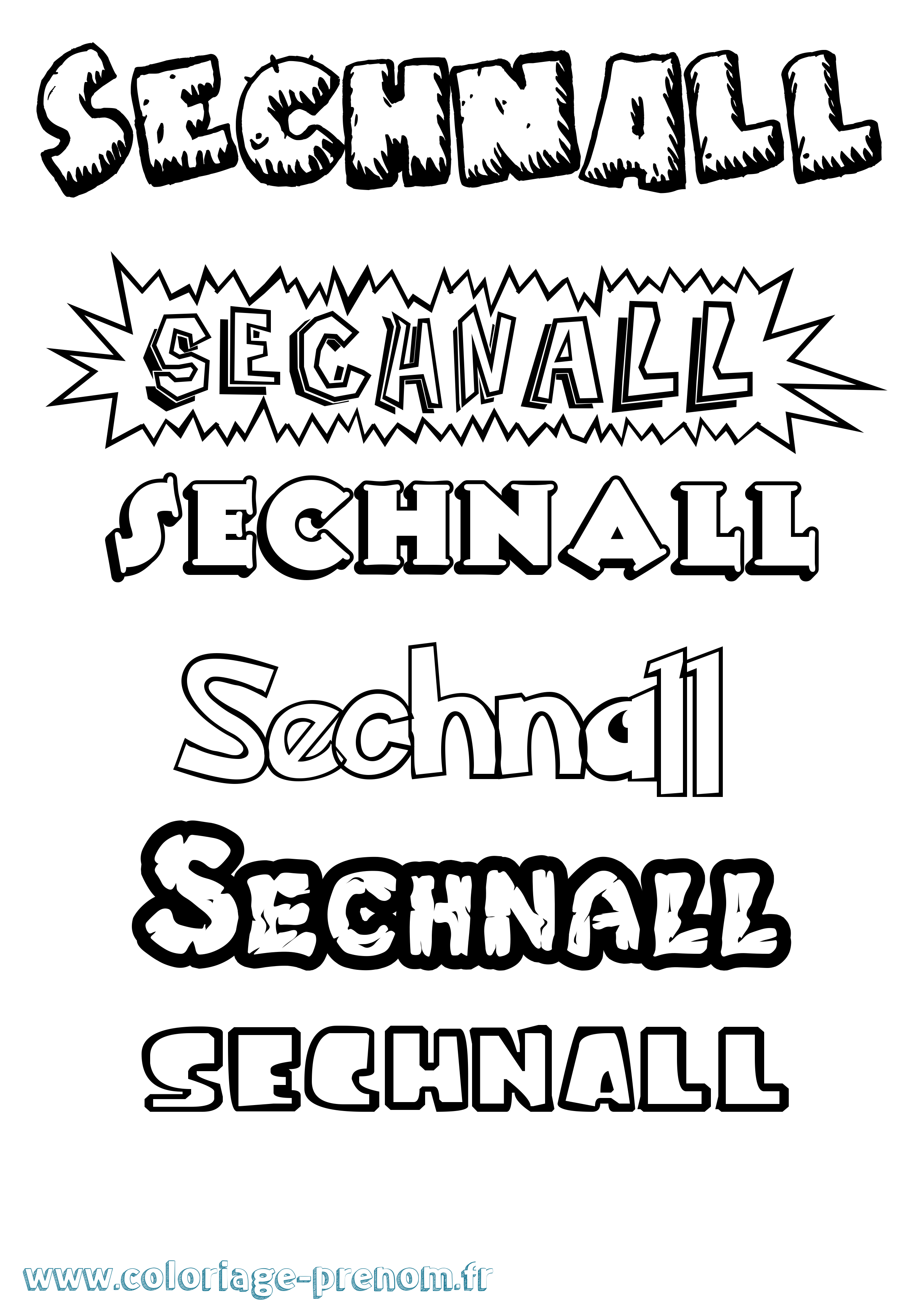 Coloriage Sechnall Dessin Animé Coloriage prénom Sechnall Dessin Animé