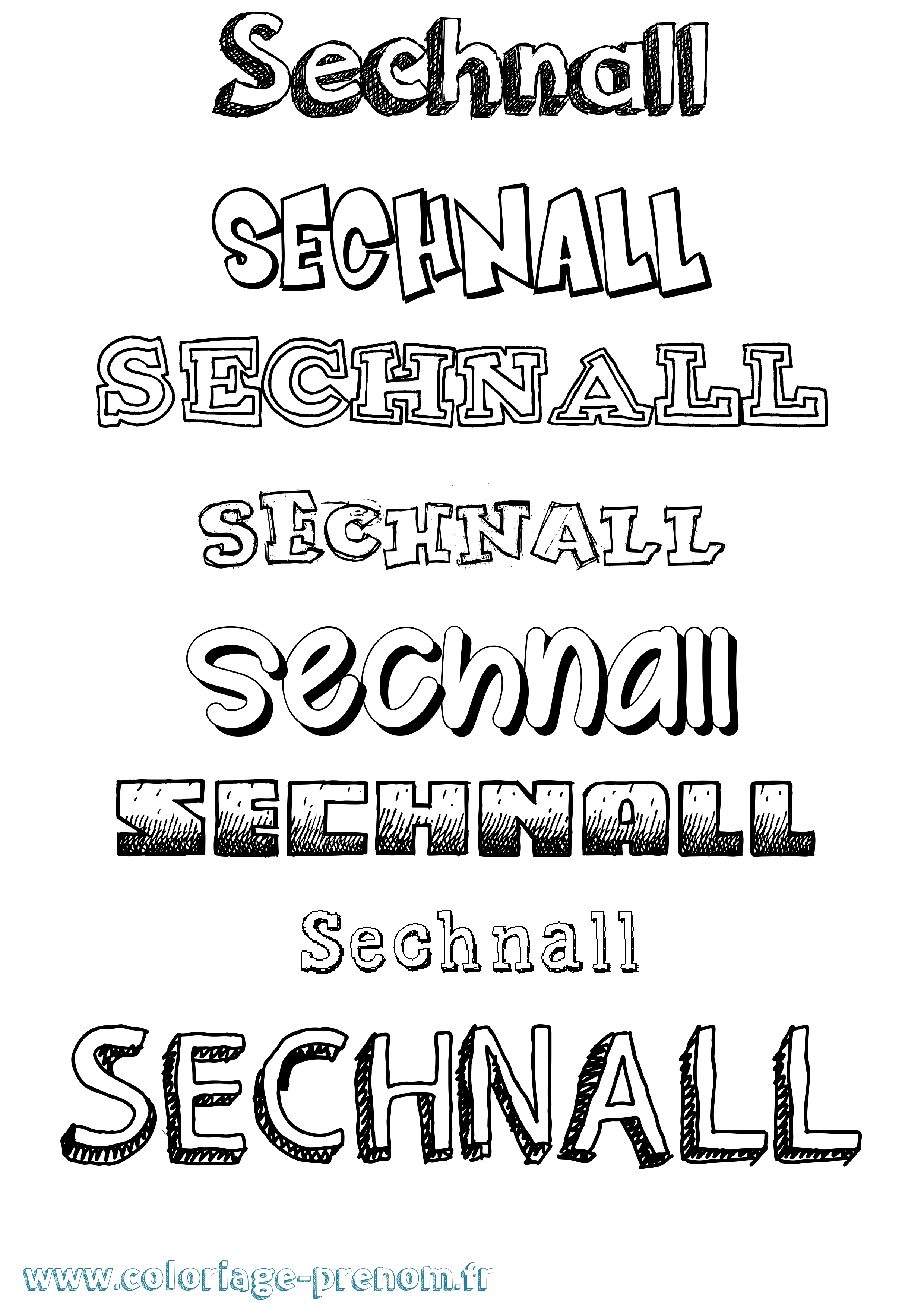 Coloriage Sechnall Dessiné Coloriage prénom Sechnall Dessiné